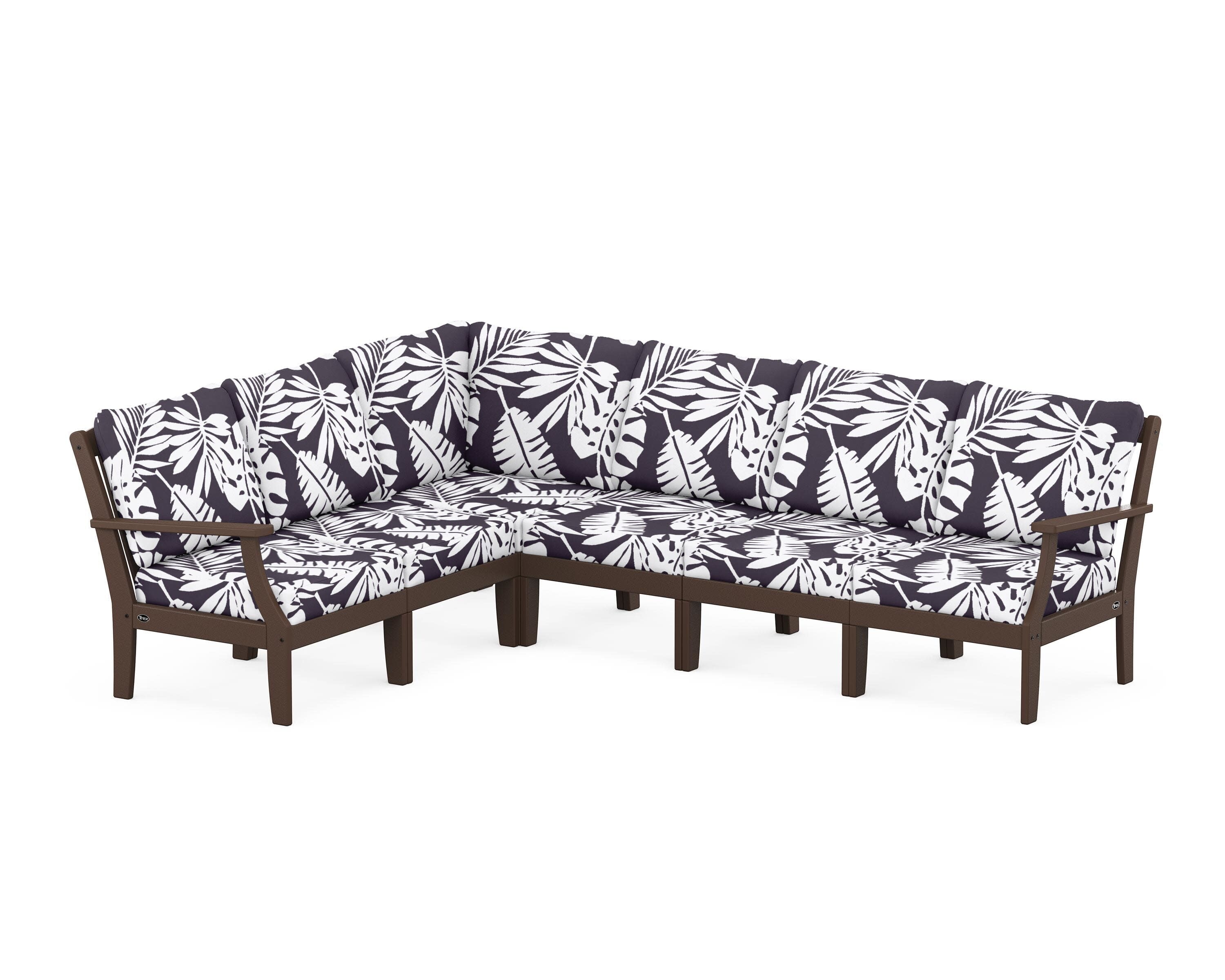Yacht Club Modular 6-Piece Deep Seating Set in Vintage Lantern / Leaf Navy