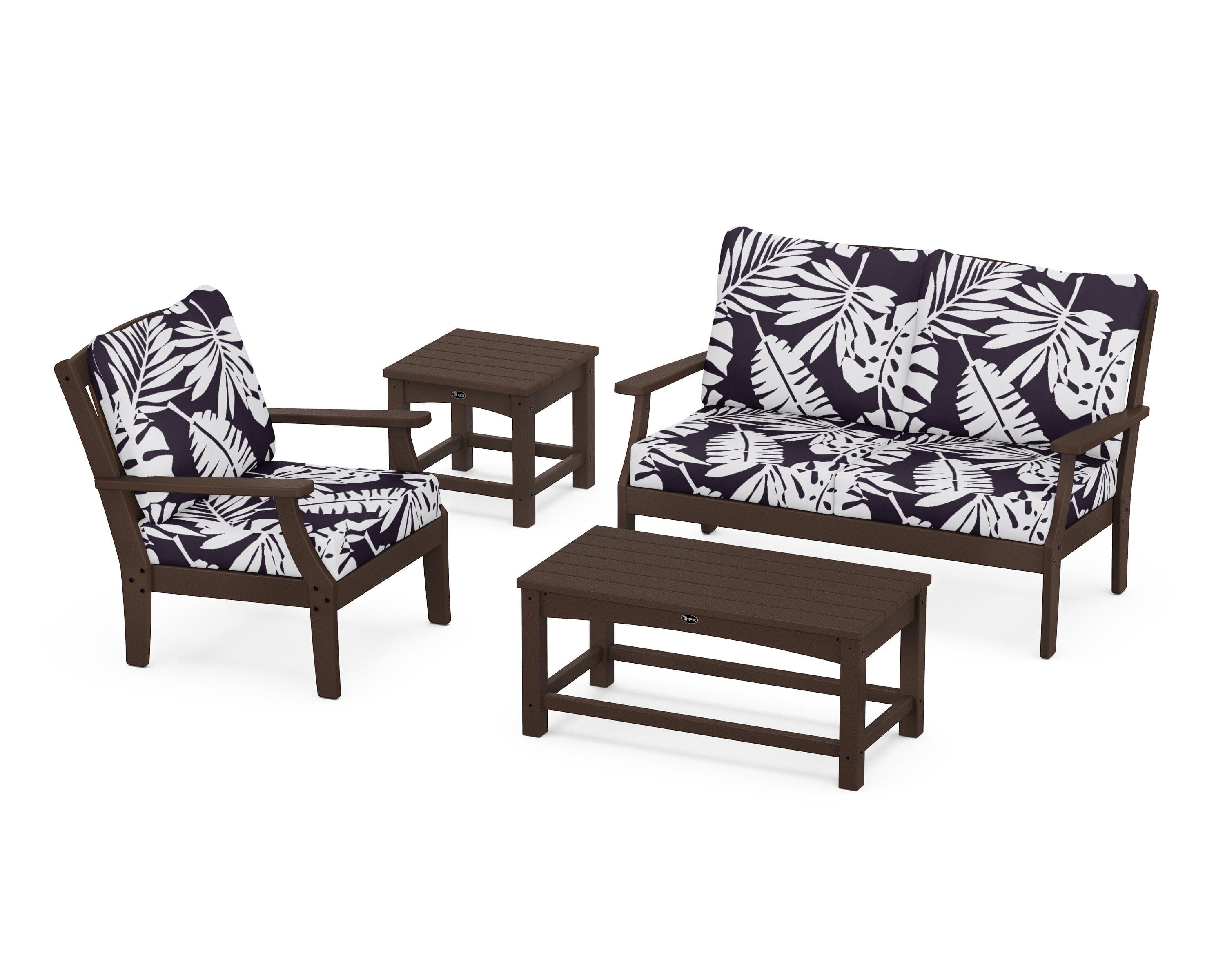 Yacht Club 4-Piece Deep Seating Set in Vintage Lantern / Leaf Navy
