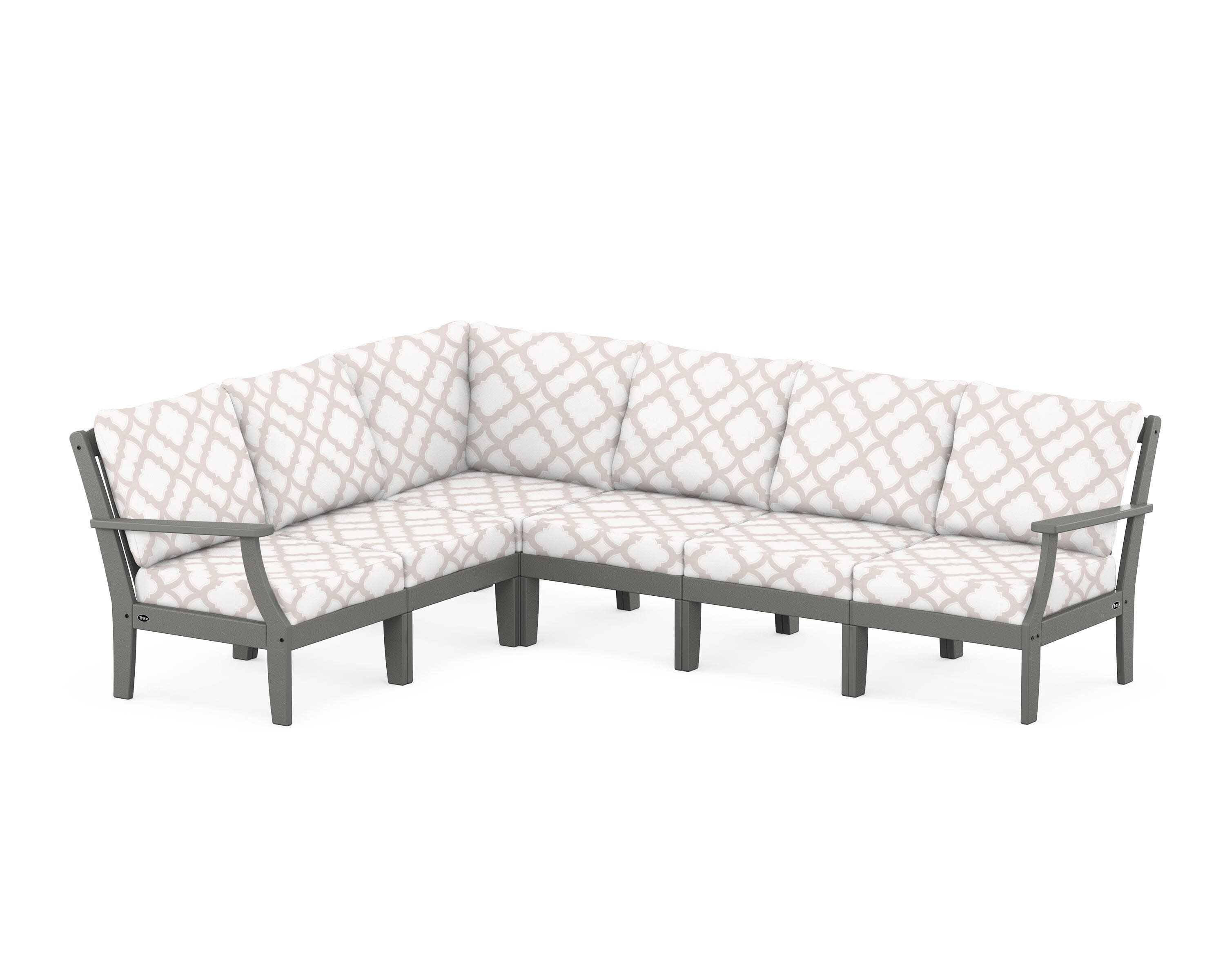 Yacht Club Modular 6-Piece Deep Seating Set in Stepping Stone / Trellis Dune Burlap