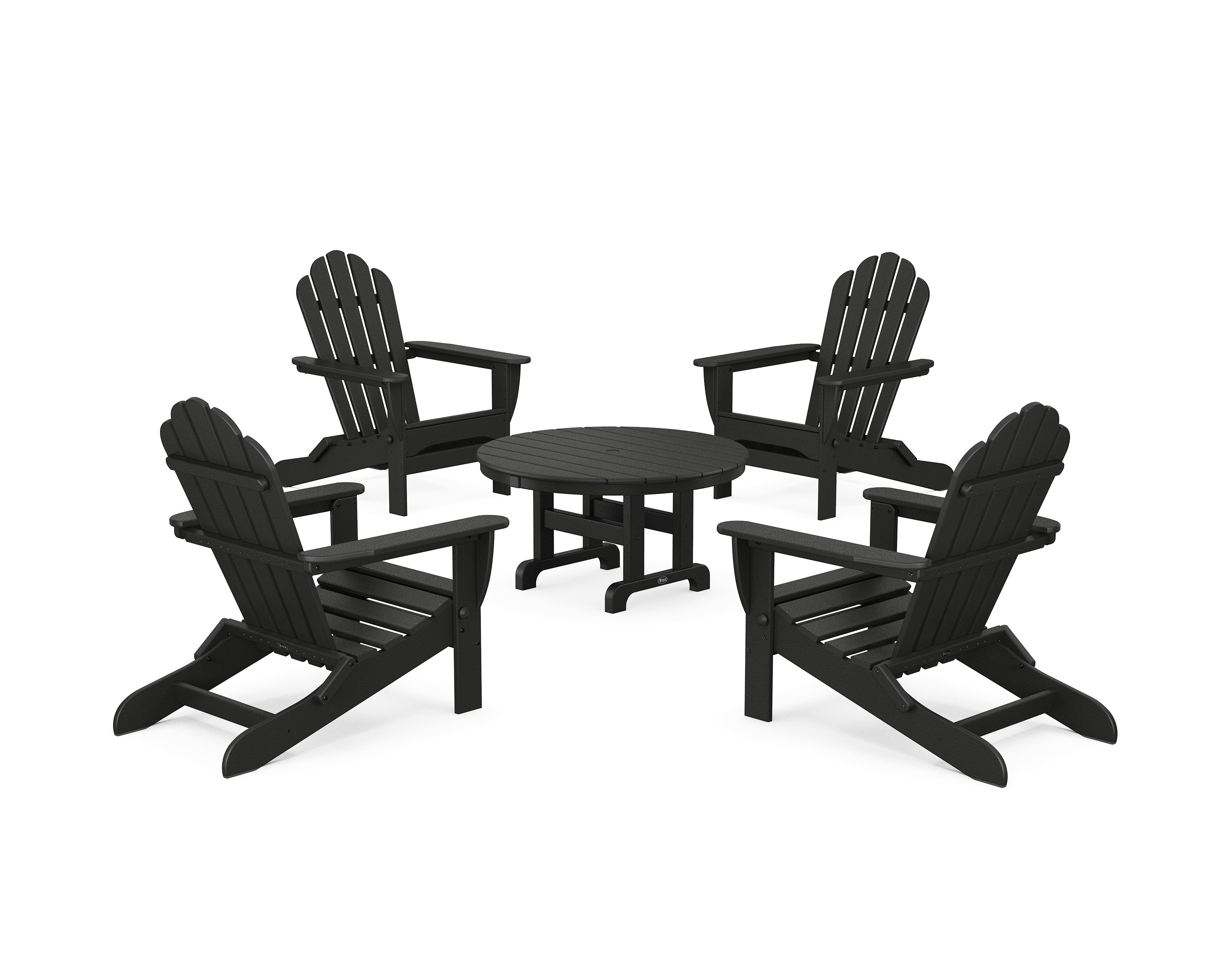 5-Piece Monterey Bay Folding Adirondack Chair Conversation Group in Charcoal Black