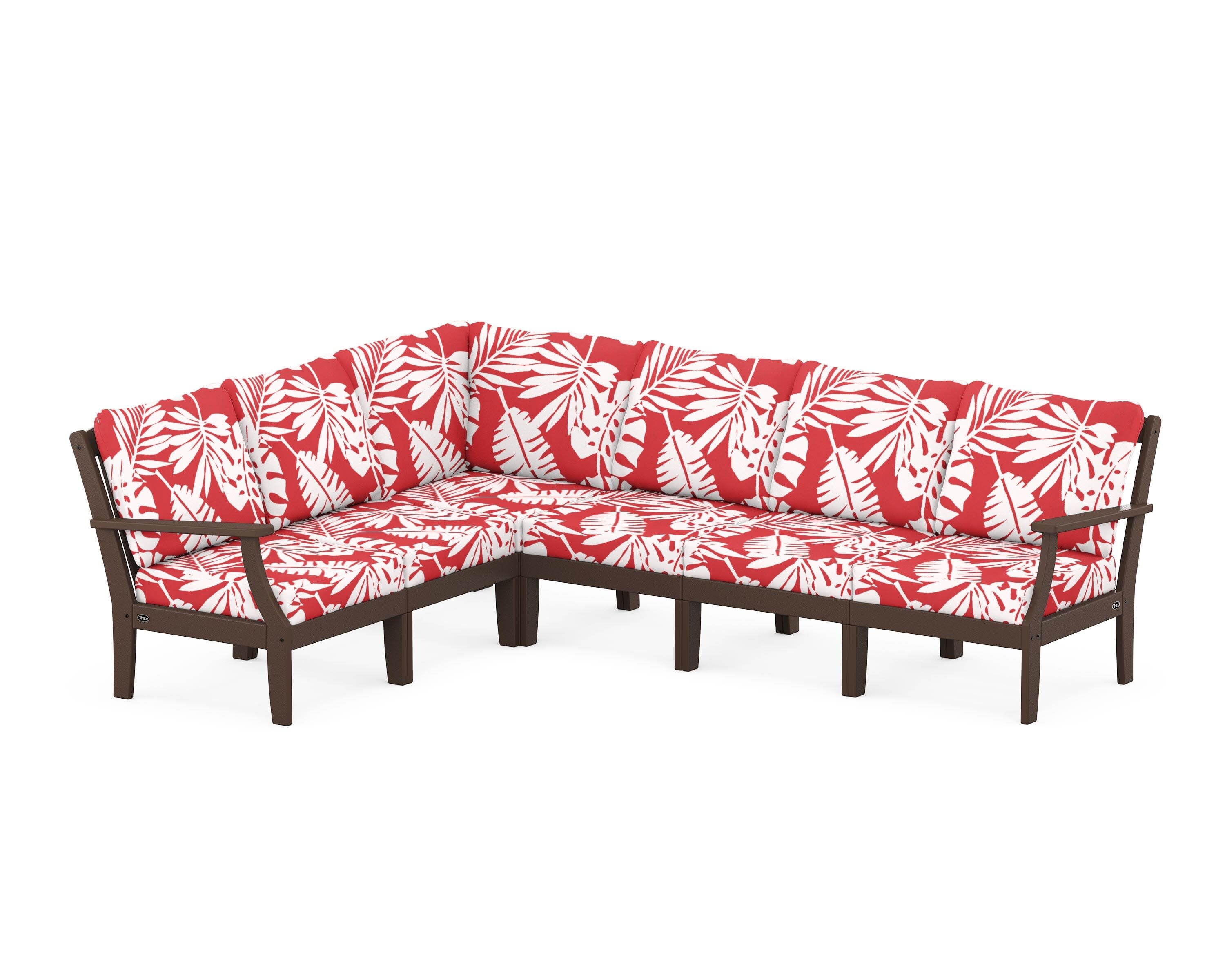 Yacht Club Modular 6-Piece Deep Seating Set in Vintage Lantern / Leaf Crimson