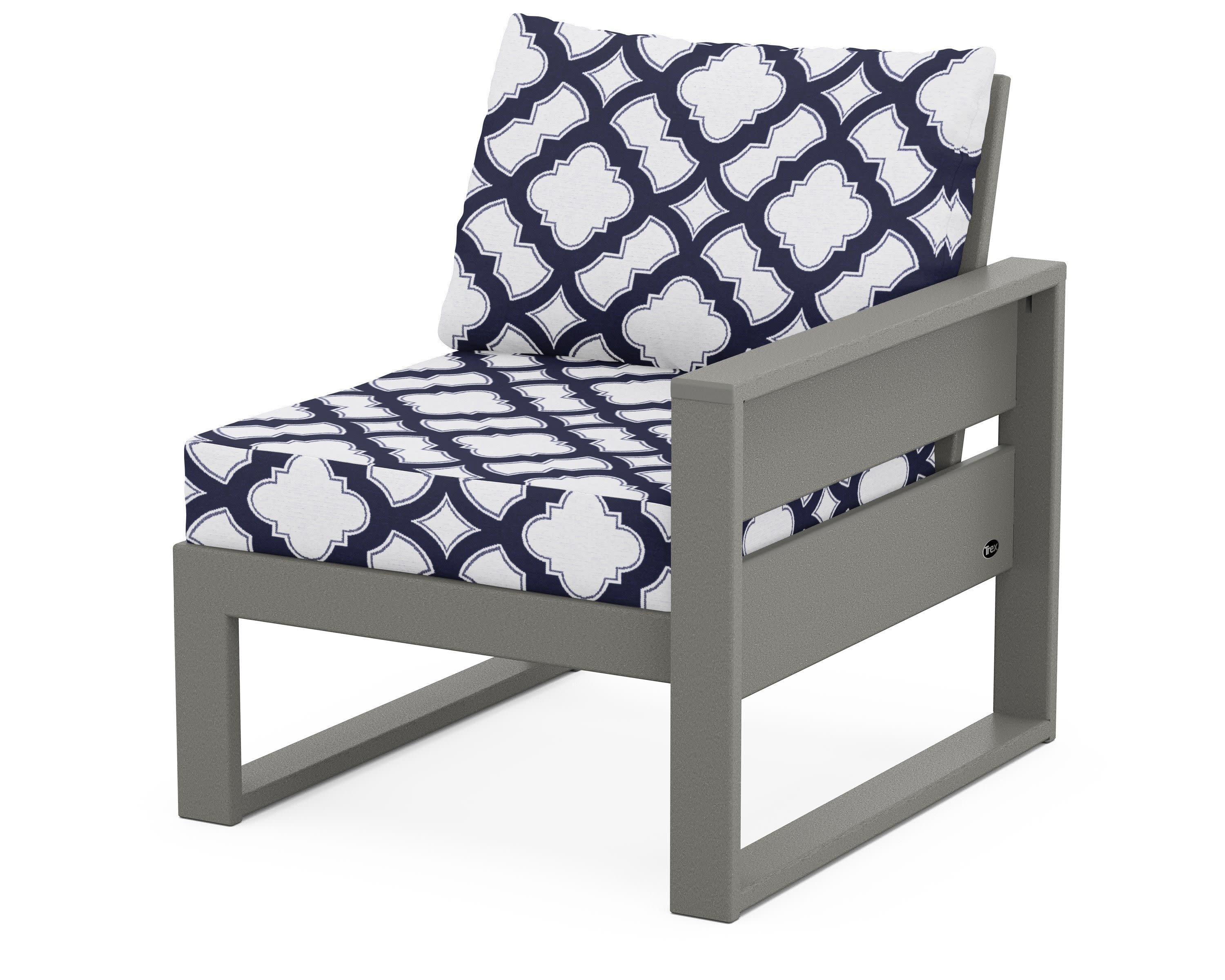 Eastport Modular Right Arm Chair in Stepping Stone / Trellis Navy