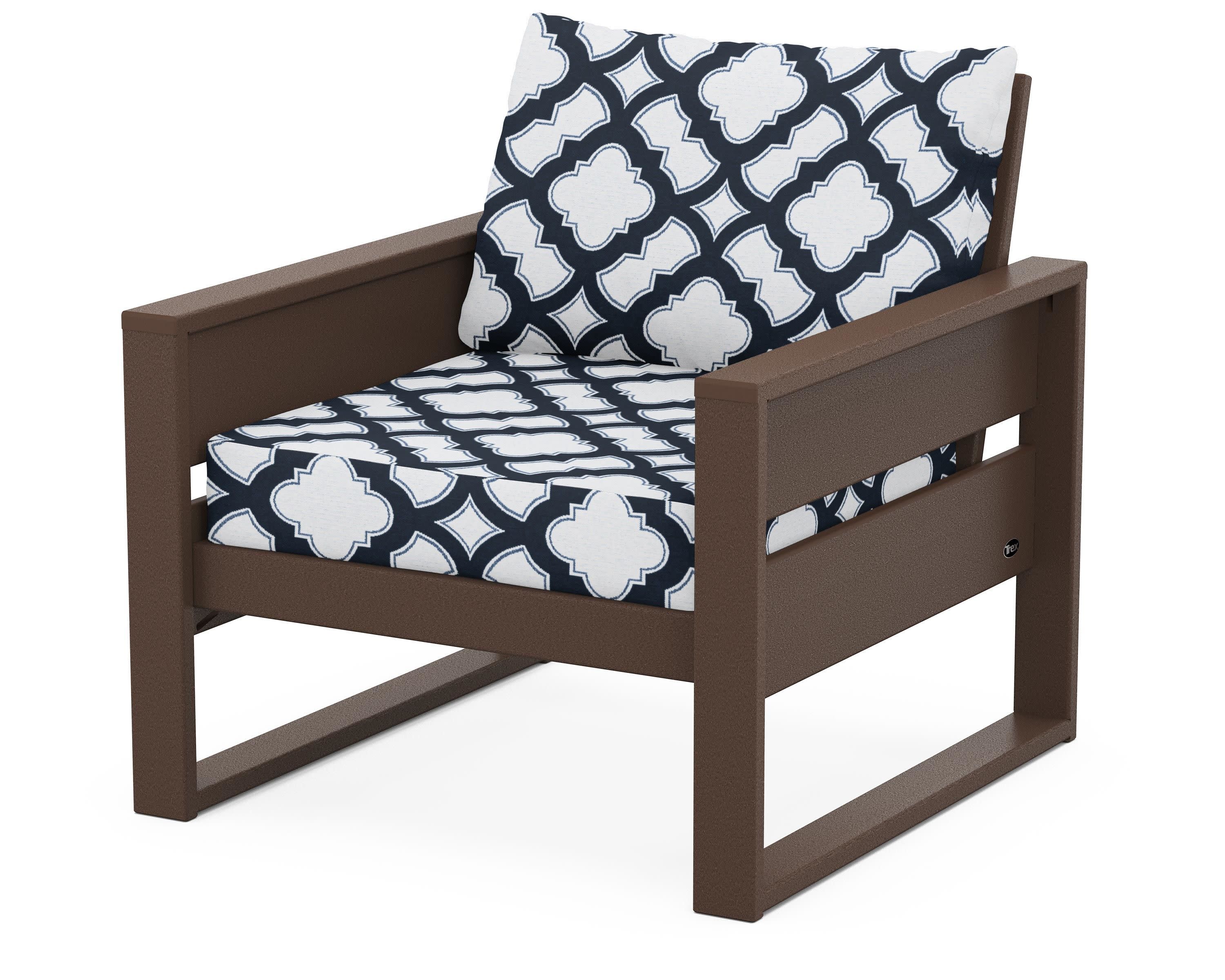 Eastport Club Chair in Vintage Lantern / Trellis Marine Indigo