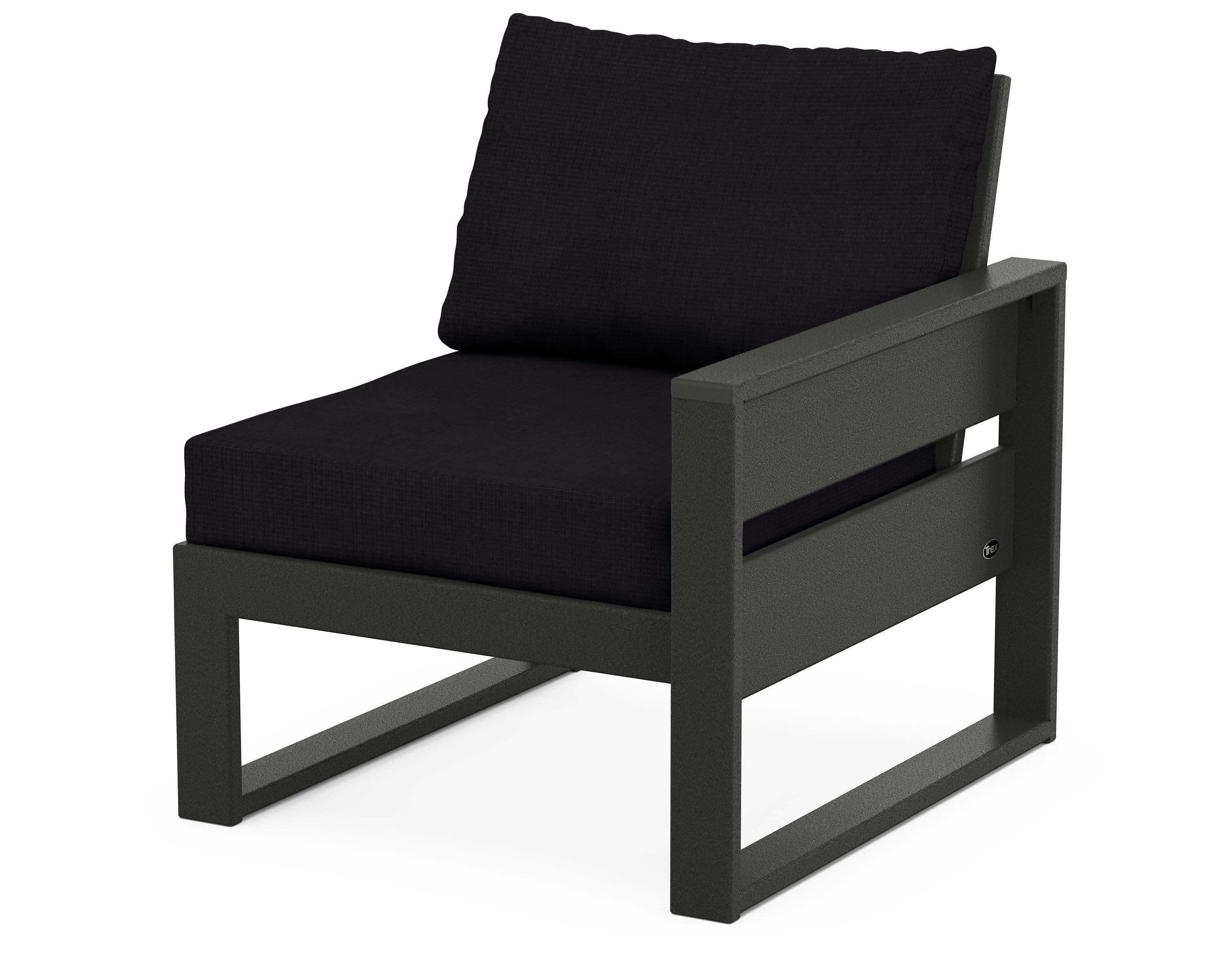 Eastport Modular Right Arm Chair in Charcoal Black / Midnight Linen
