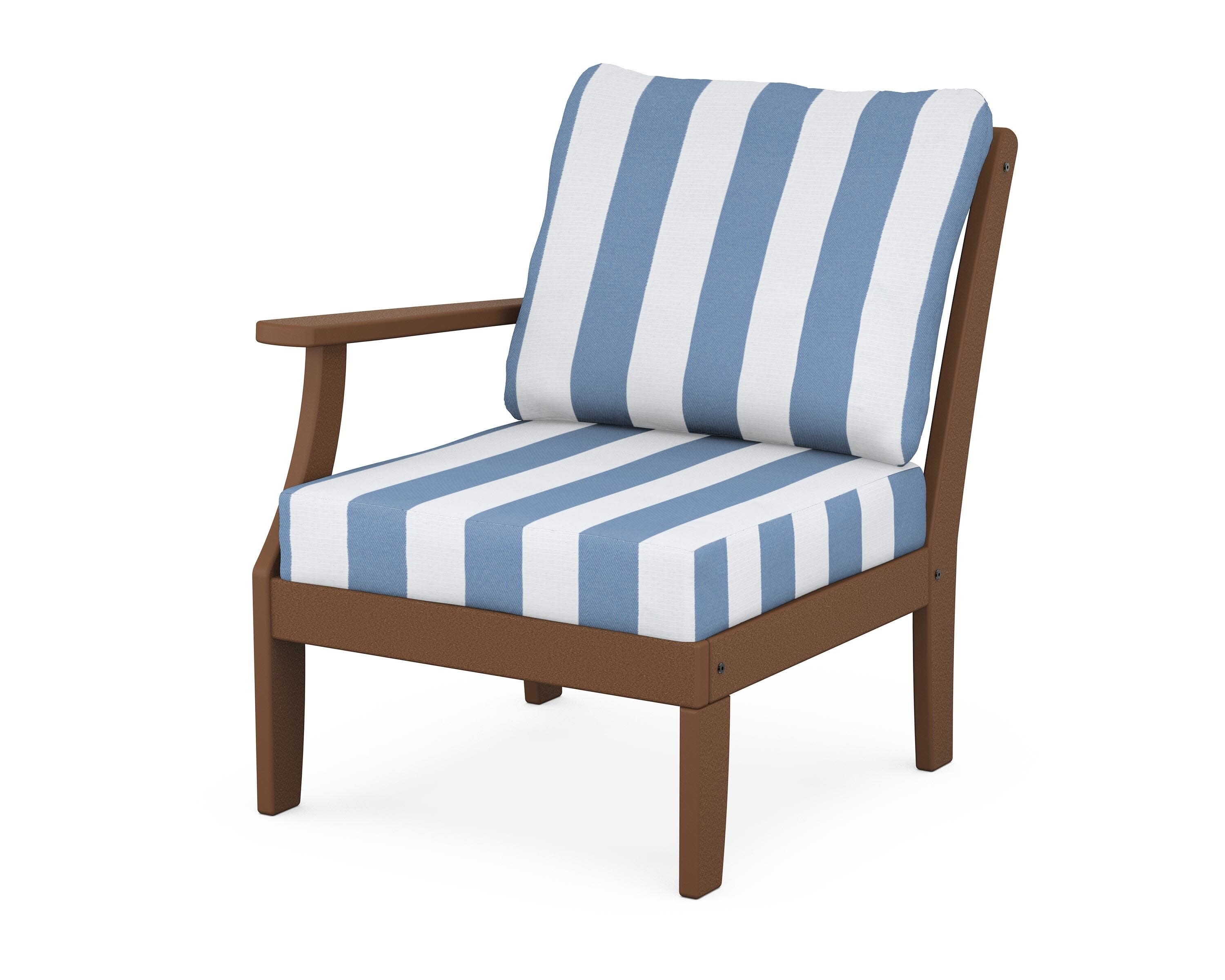 Yacht Club Modular Left Arm Chair in Tree House / Cabana Stripe Sky Blue
