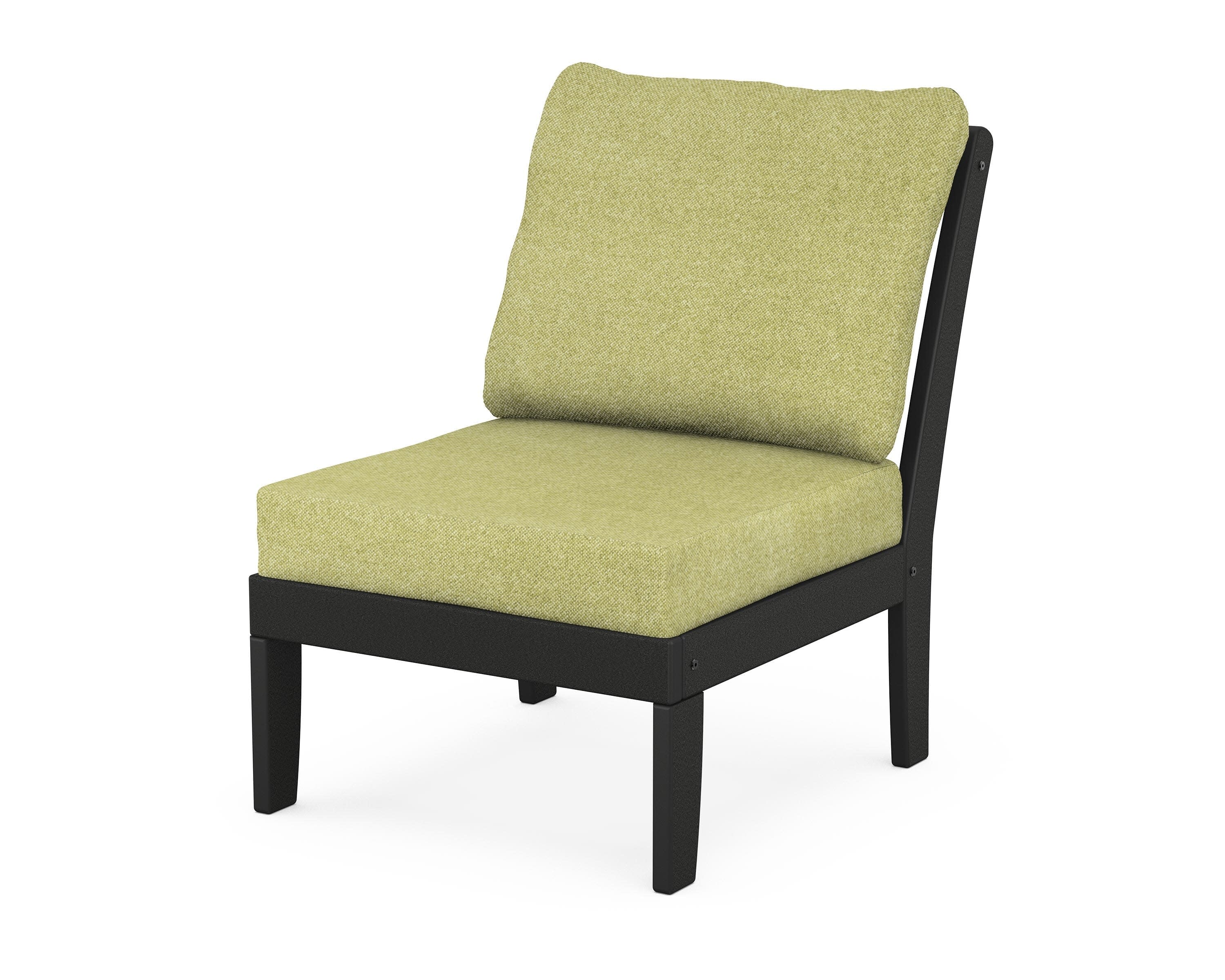 Yacht Club Modular Armless Chair in Charcoal Black / Chartreuse Boucle