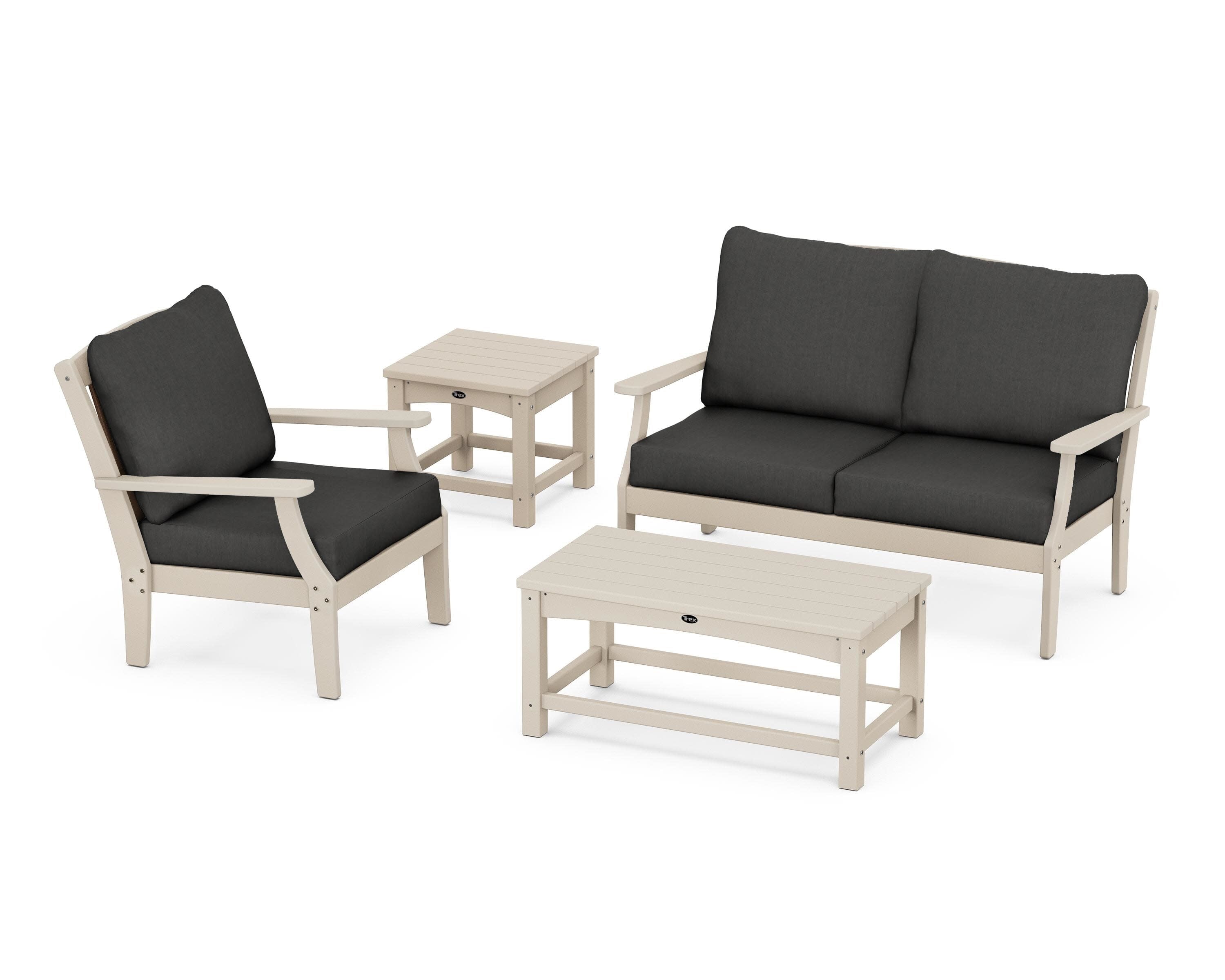 Yacht Club 4-Piece Deep Seating Set in Sand Castle / Spectrum Carbon