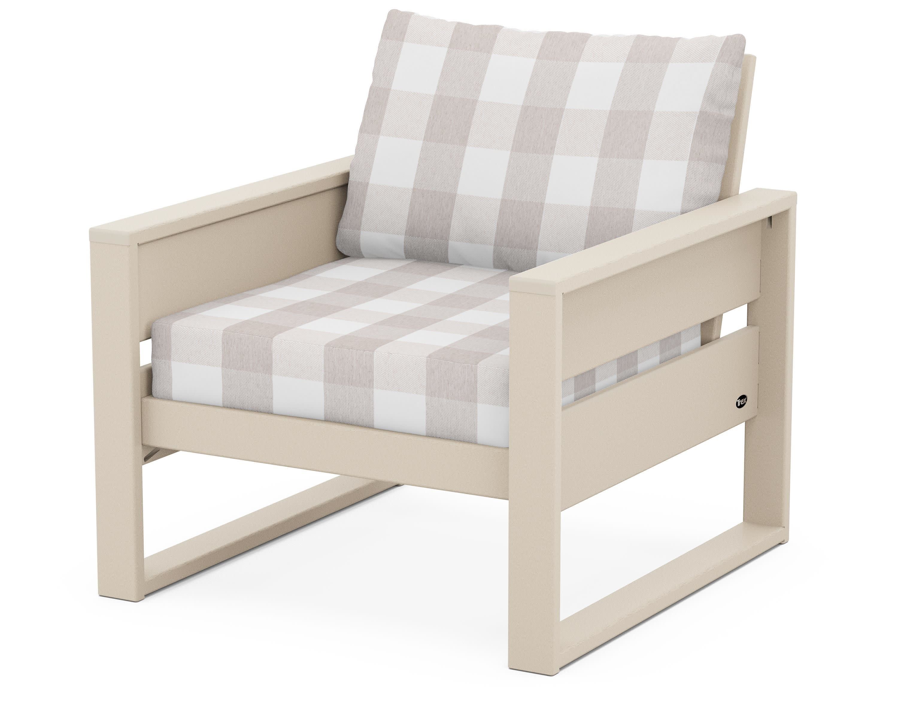 Eastport Club Chair in Sand Castle / Buffalo Plaid Dune Burlap