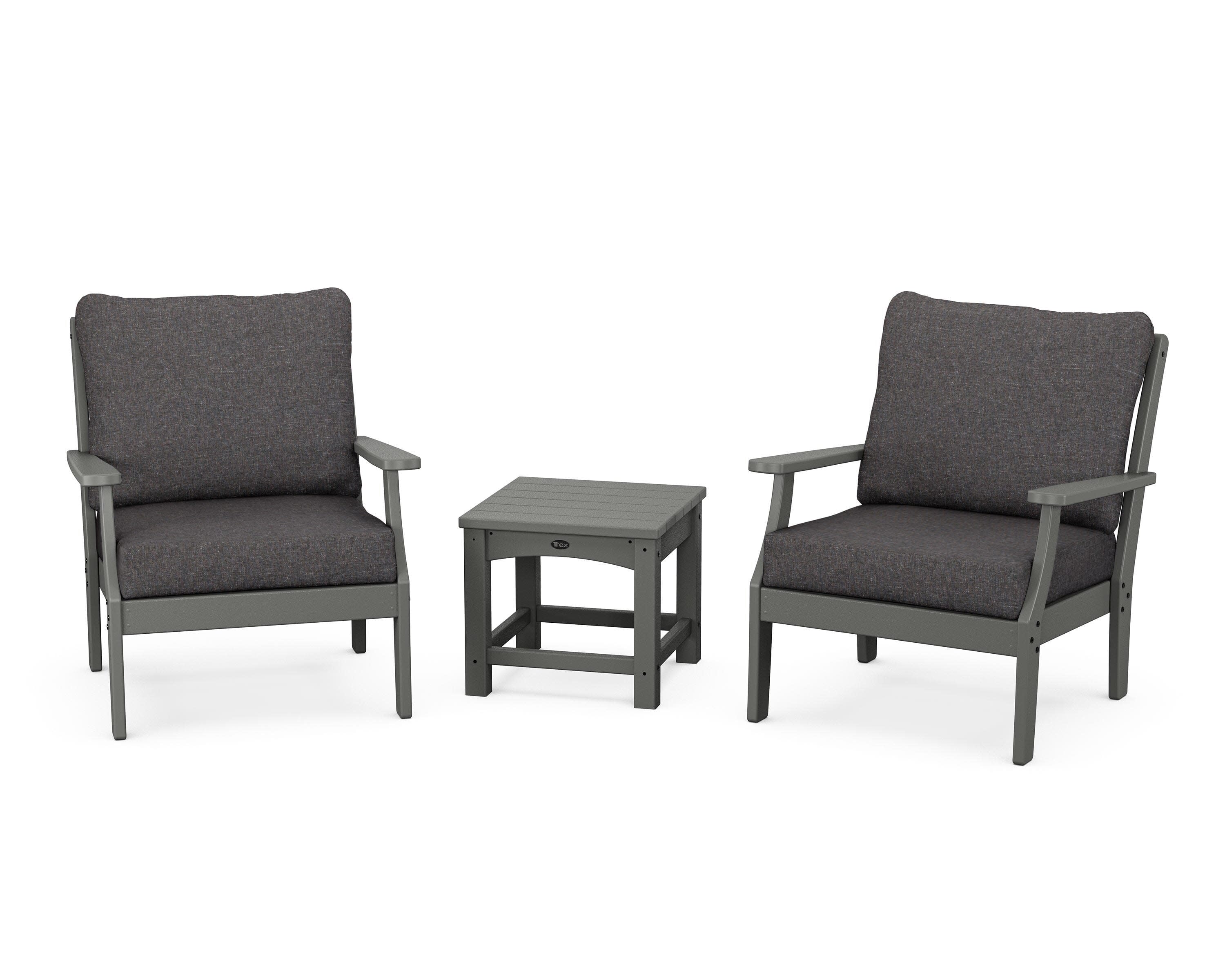 Yacht Club 3-Piece Deep Seating Set in Stepping Stone / Ash Charcoal