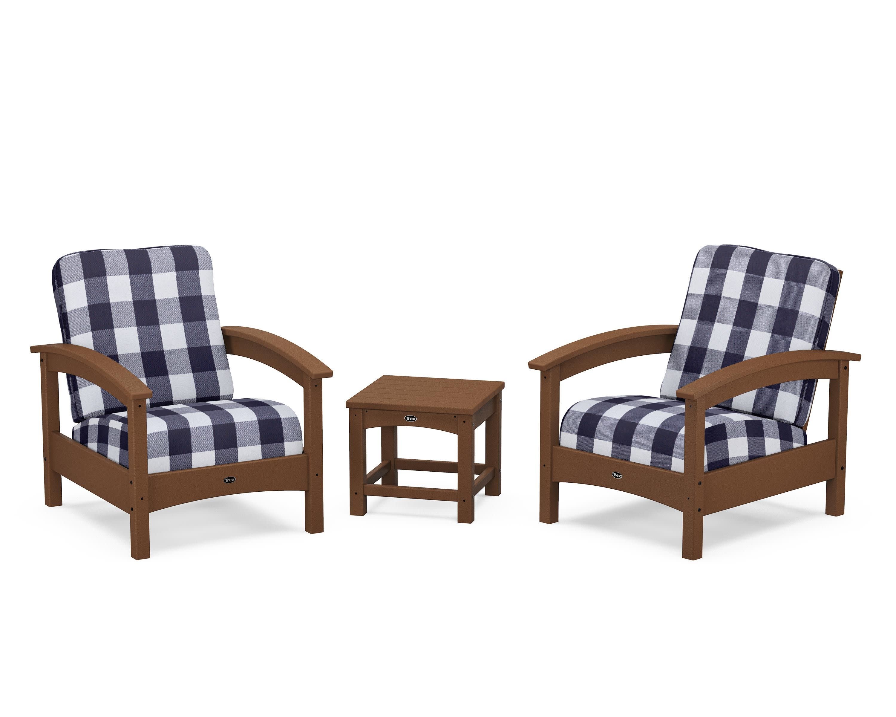 Rockport Club 3-Piece Deep Seating Conversation Set in Tree House / Buffalo Plaid Navy
