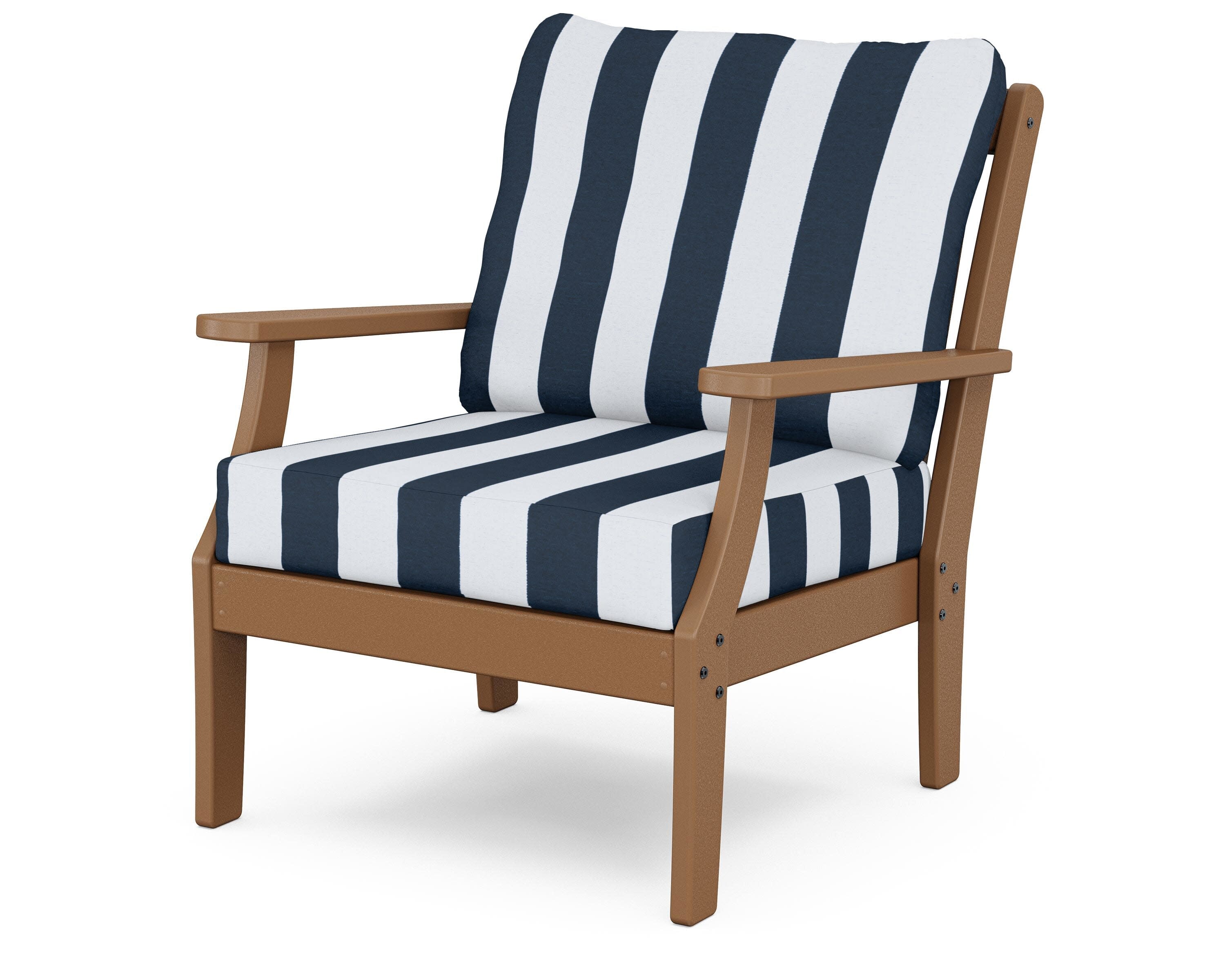 Yacht Club Deep Seating Chair in Tree House / Cabana Stripe Marine Indigo