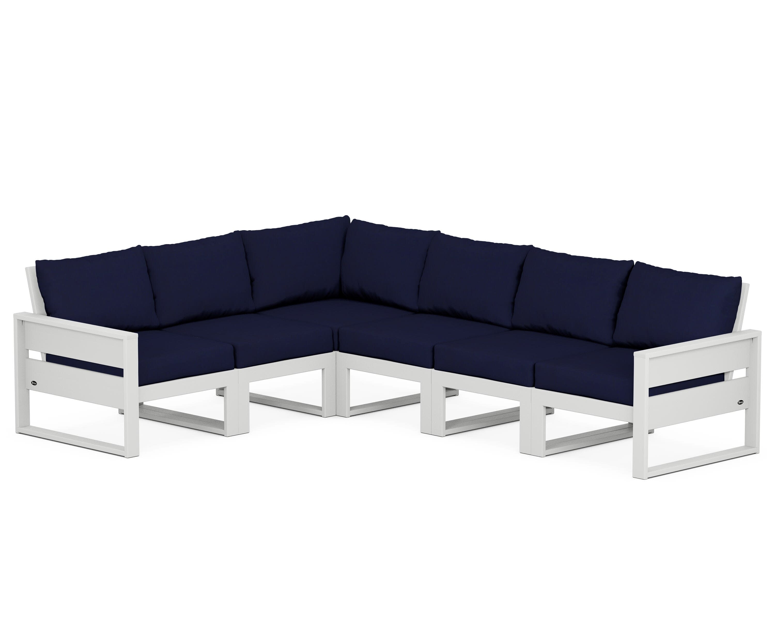 Eastport 6-Piece Sectional in Classic White / Navy
