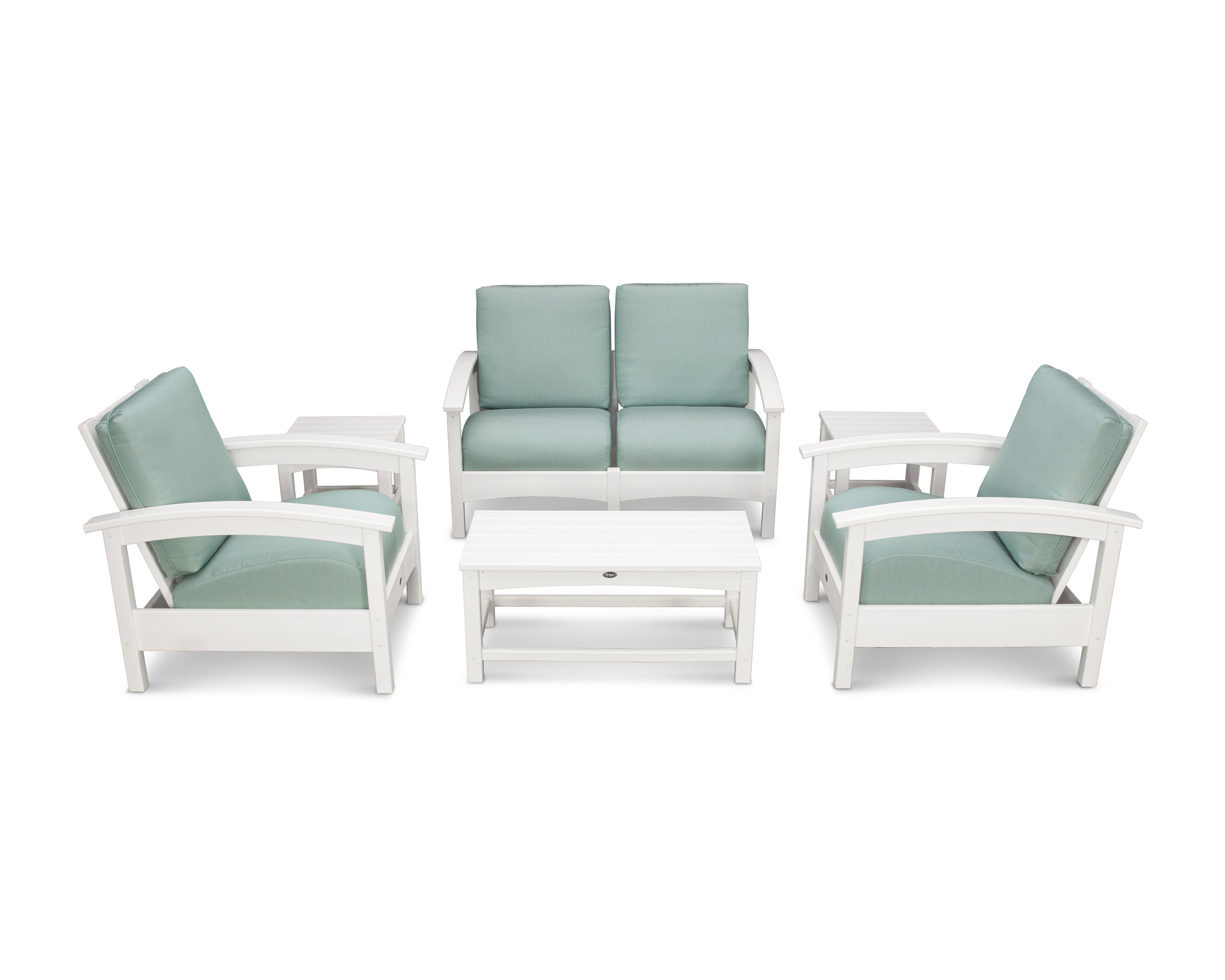 Rockport Club 6-Piece Deep Seating Conversation Set in Classic White / Spa