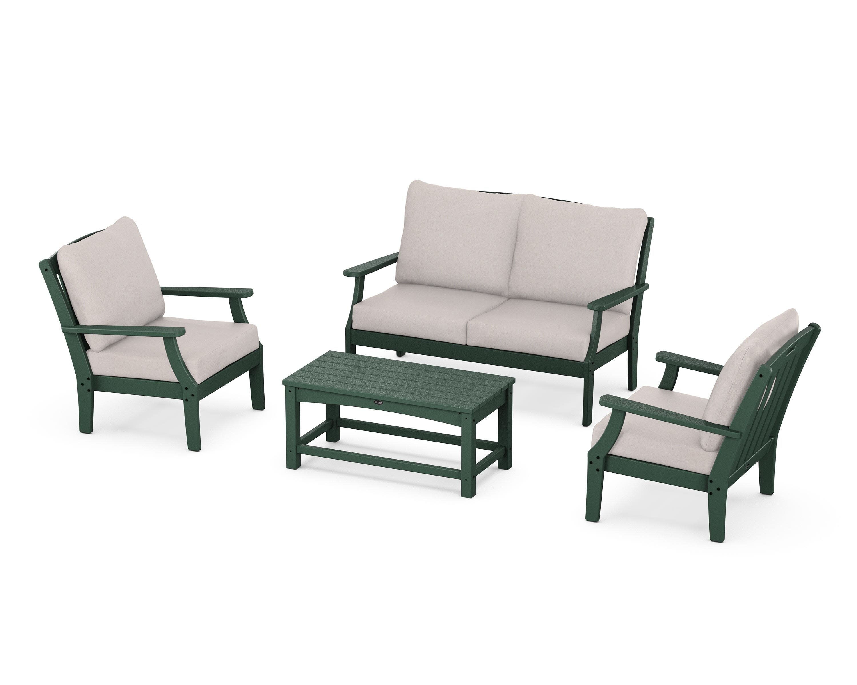 Yacht Club 4-Piece Deep Seating Chair Set in Rainforest Canopy / Dune Burlap