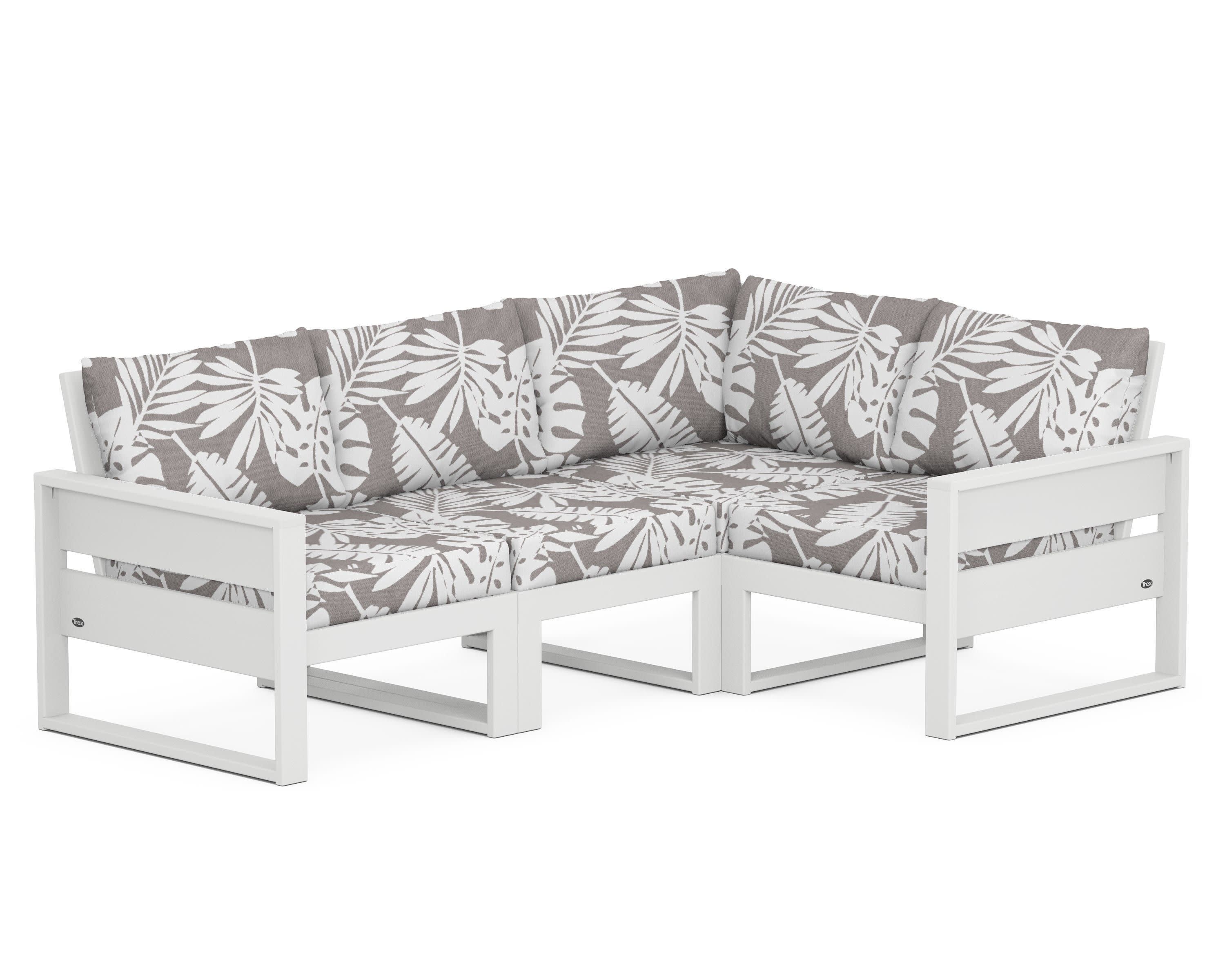 Eastport 4- Piece Sectional in Classic White / Leaf Grey Mist