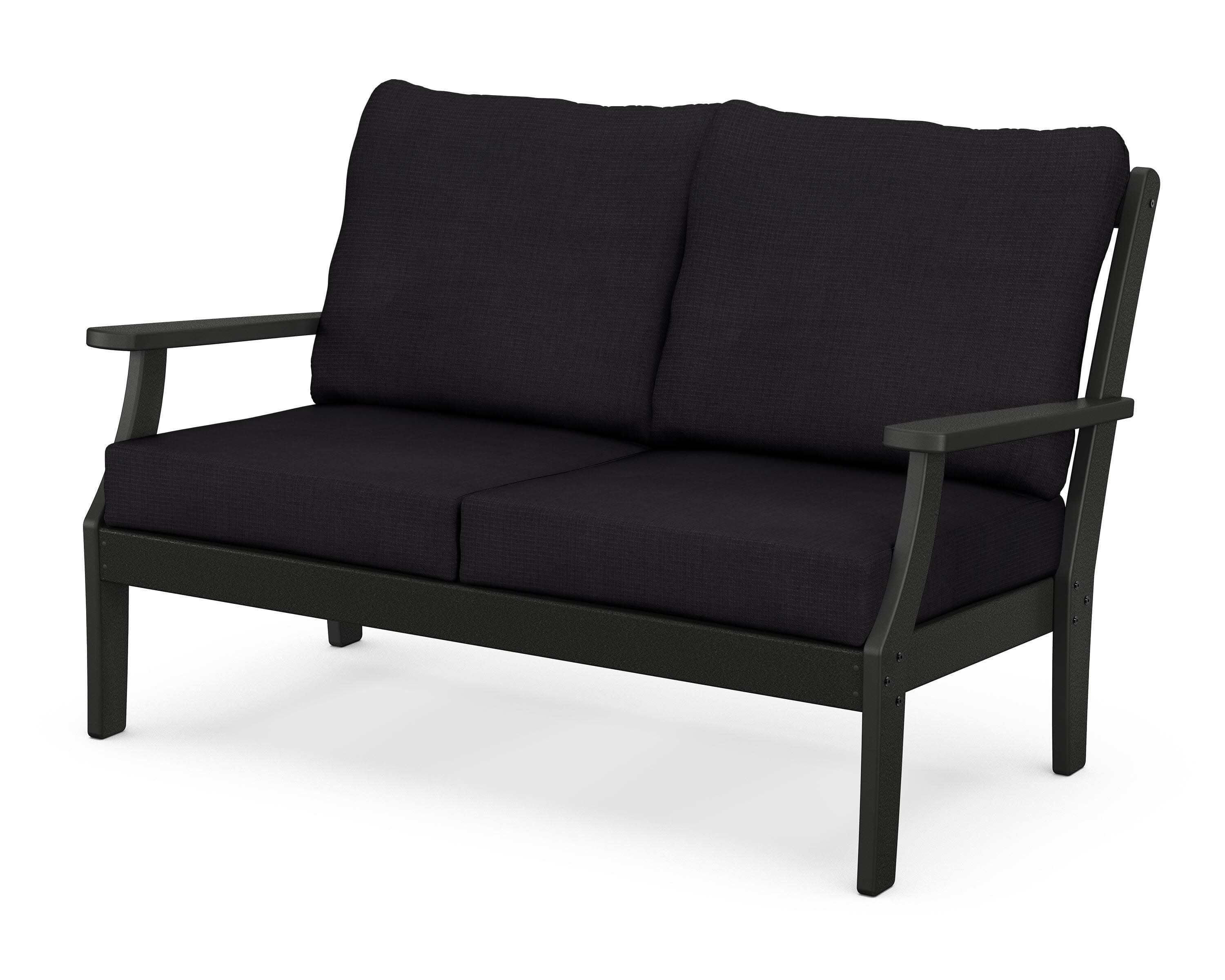 Yacht Club Deep Seating Loveseat in Charcoal Black / Midnight Linen