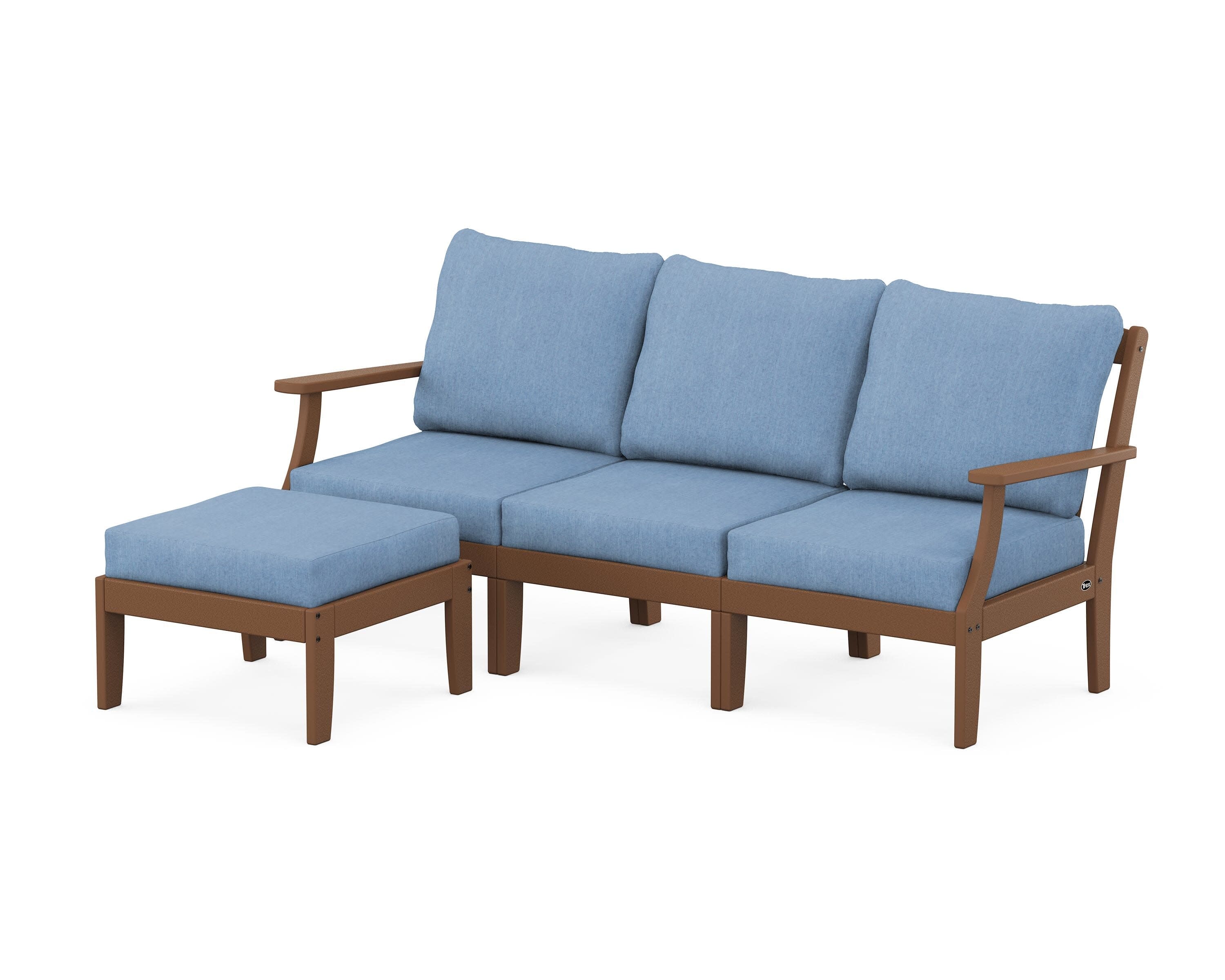 Yacht Club Modular 4-Piece Deep Seating Set with Ottoman in Tree House / Sky Blue