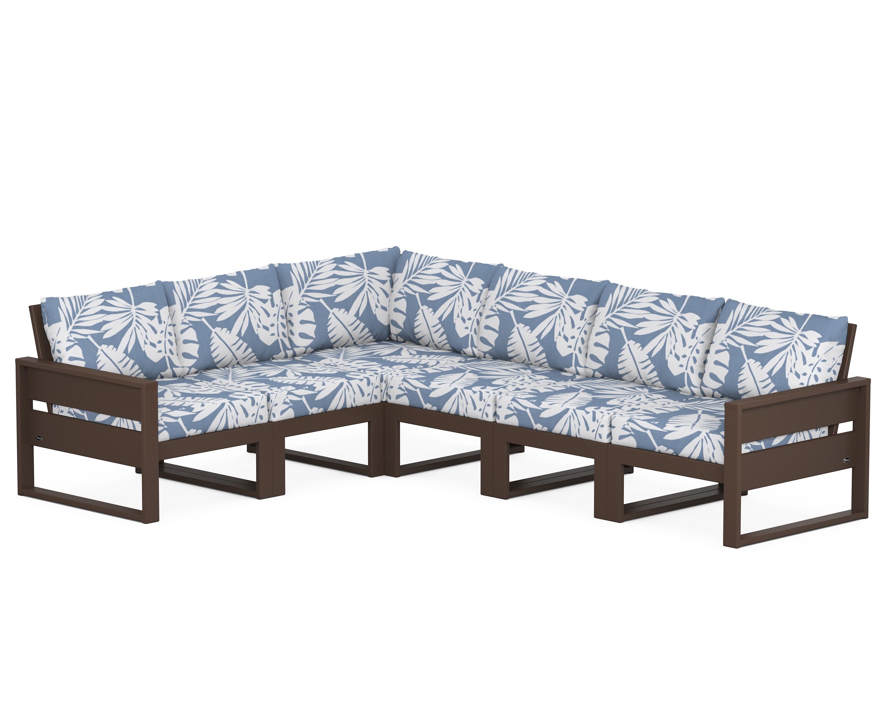 Eastport 6-Piece Sectional in Vintage Lantern / Leaf Sky Blue