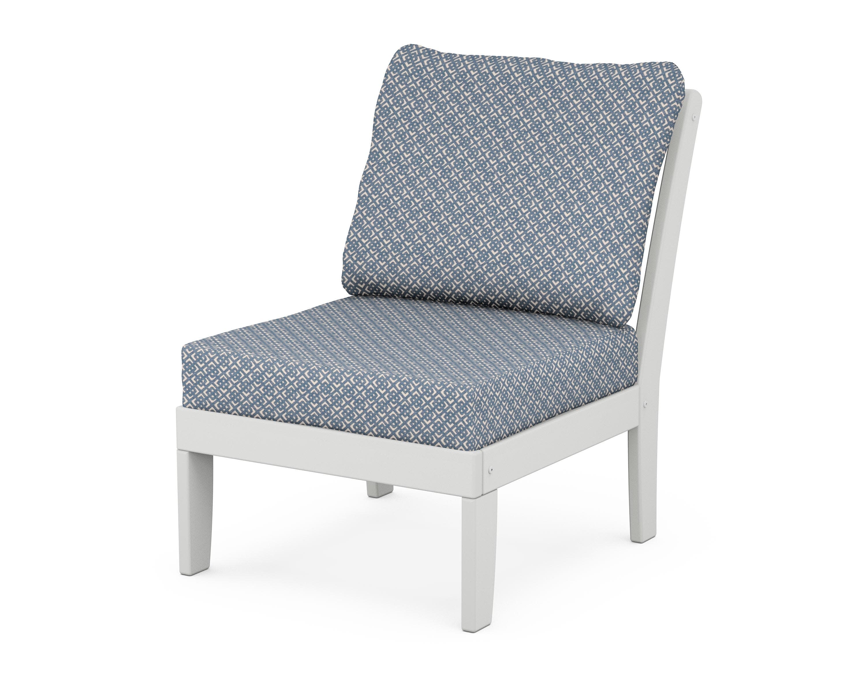 Yacht Club Modular Armless Chair in Classic White / Hopscotch