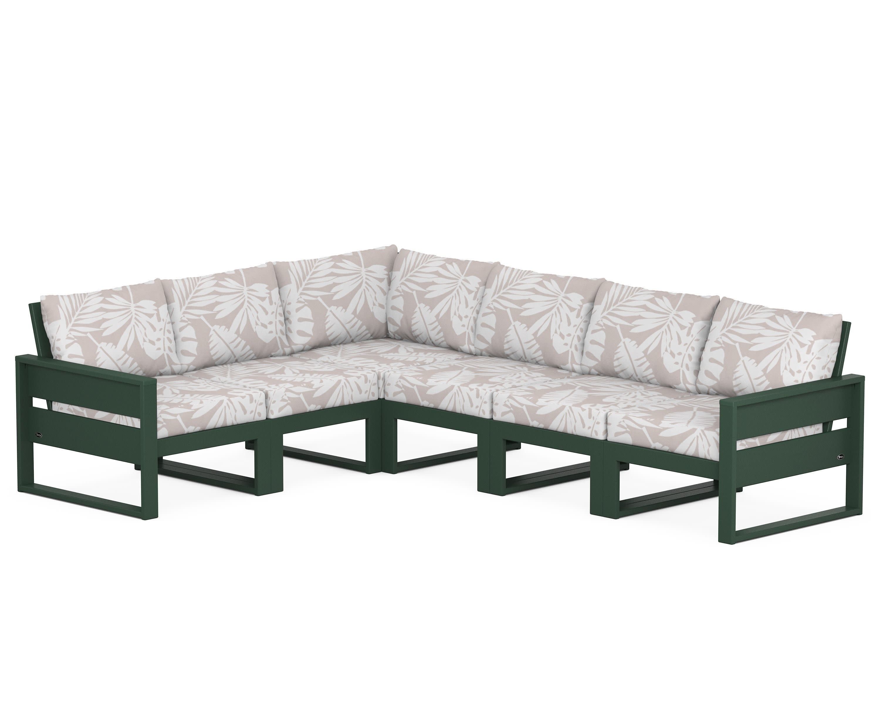 Eastport 6-Piece Sectional in Rainforest Canopy / Leaf Dune Burlap