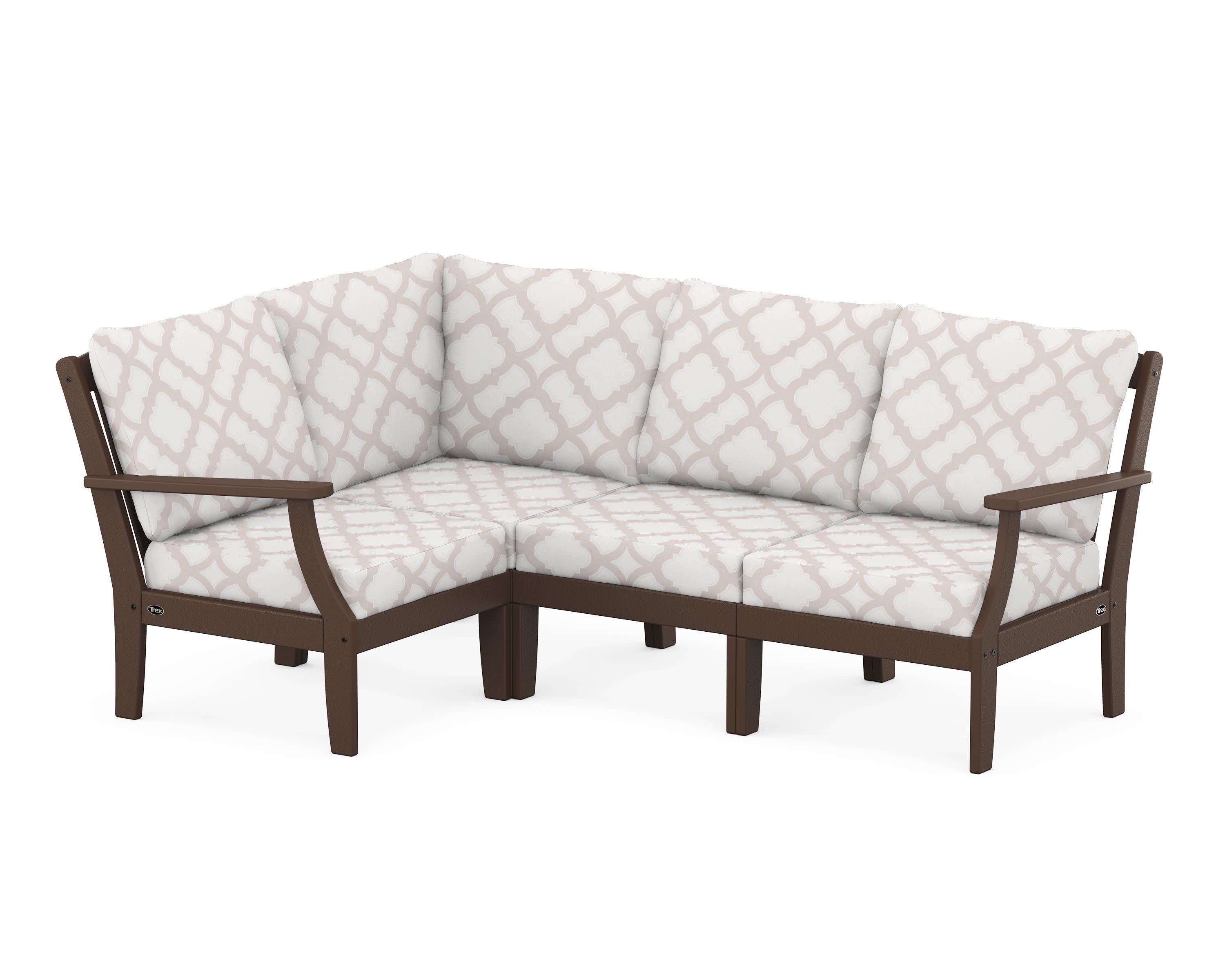 Yacht Club Modular 4-Piece Deep Seating Set in Vintage Lantern / Trellis Dune Burlap