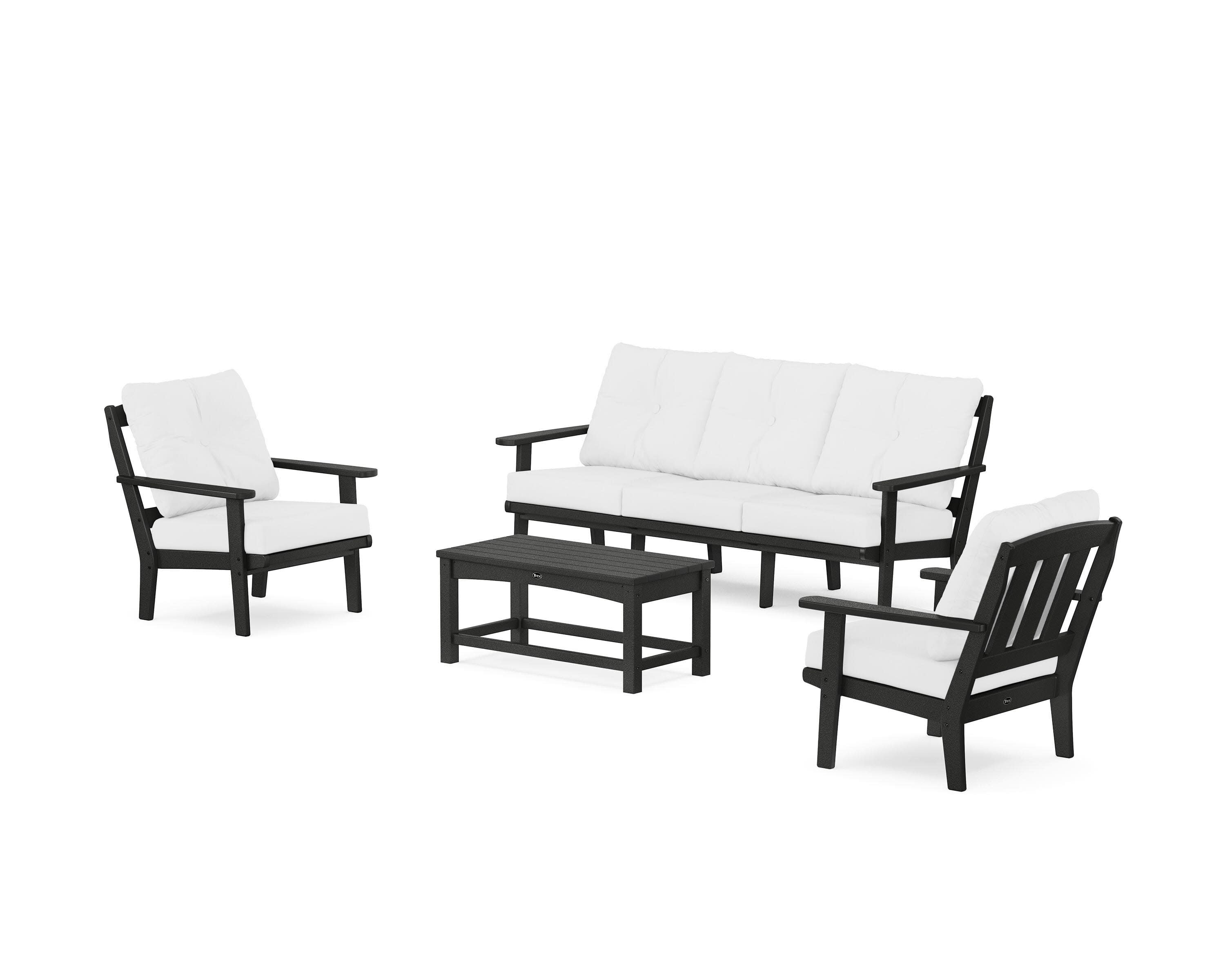 Cape Cod 4-Piece Deep Seating Set with Sofa in Charcoal Black / Natural