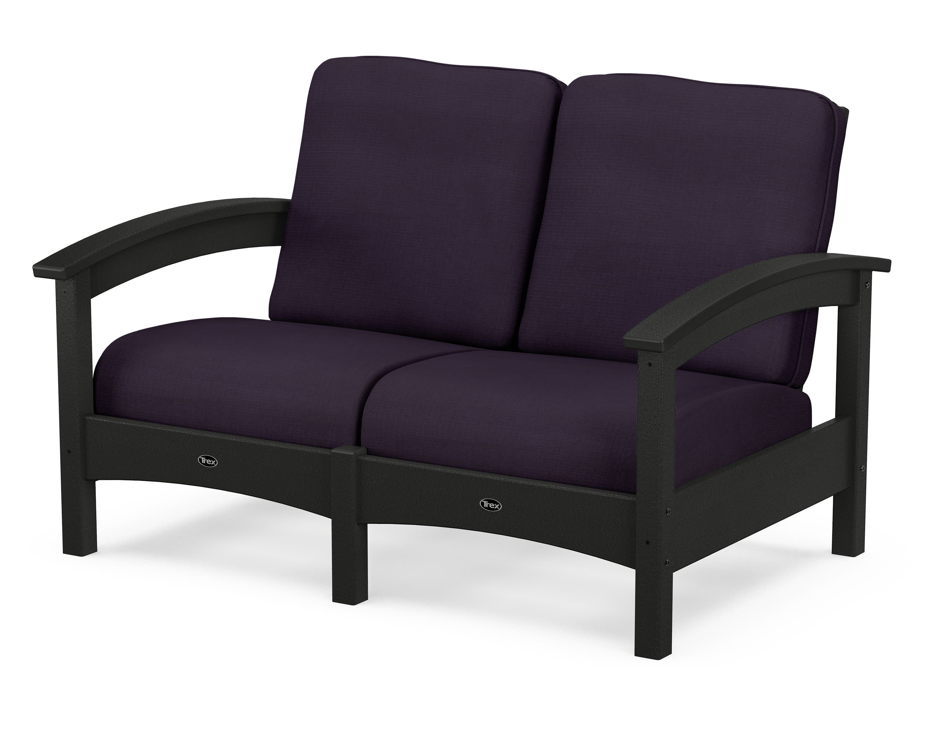 Rockport Club Loveseat in Charcoal Black / Navy Linen
