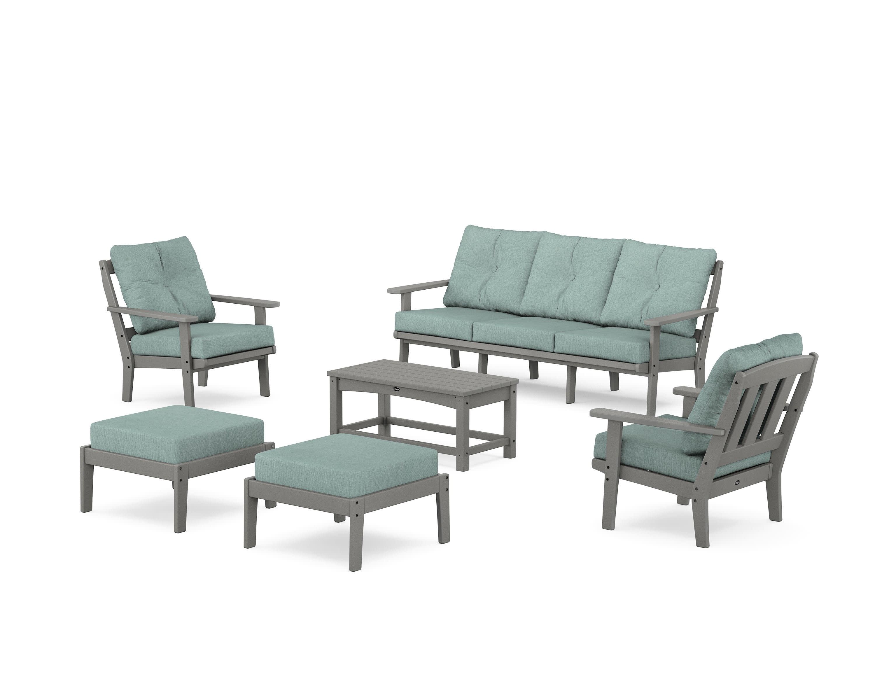 Cape Cod 6-Piece Lounge Sofa Set in Stepping Stone / Glacier Spa