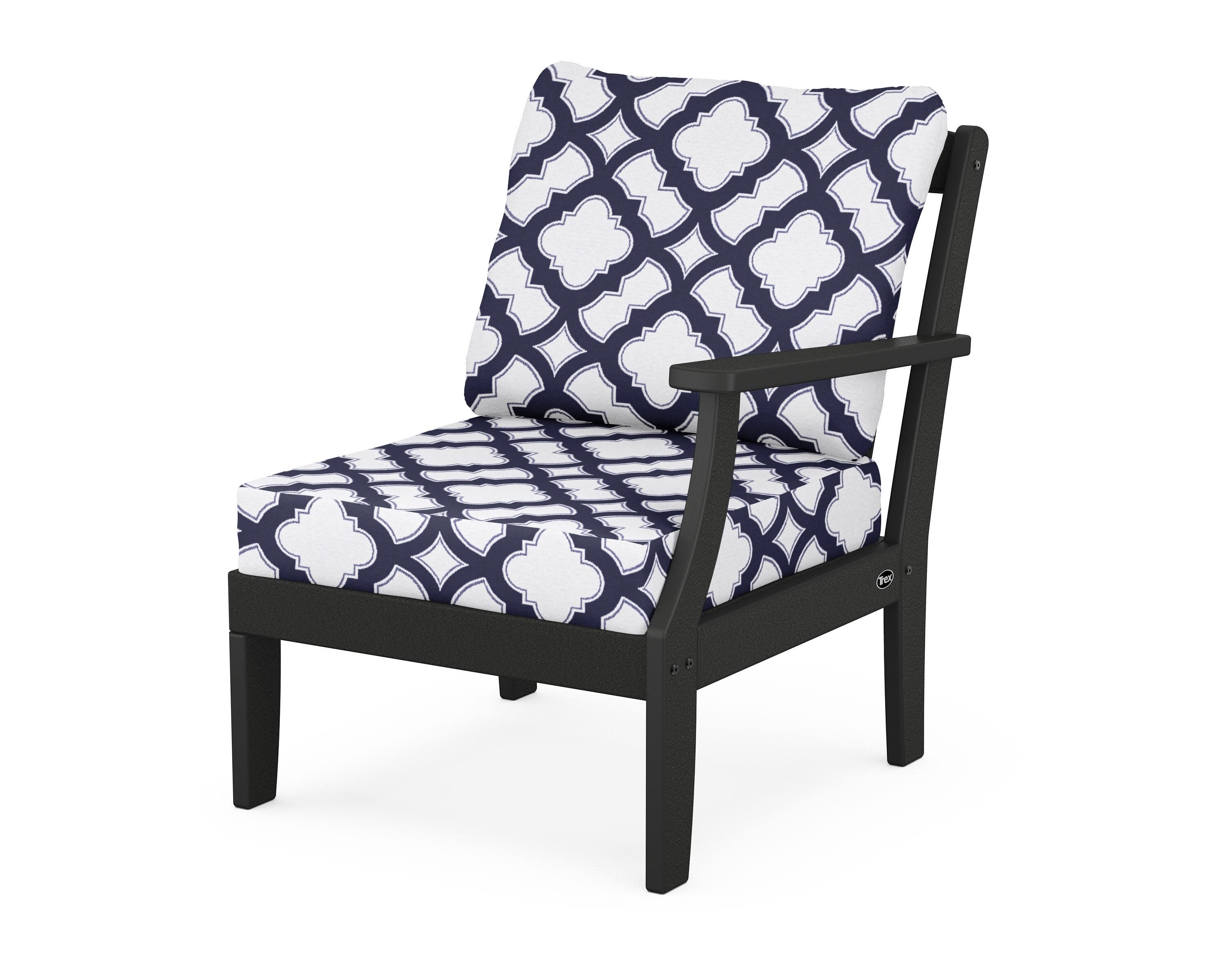 Yacht Club Modular Right Arm Chair in Charcoal Black / Trellis Navy