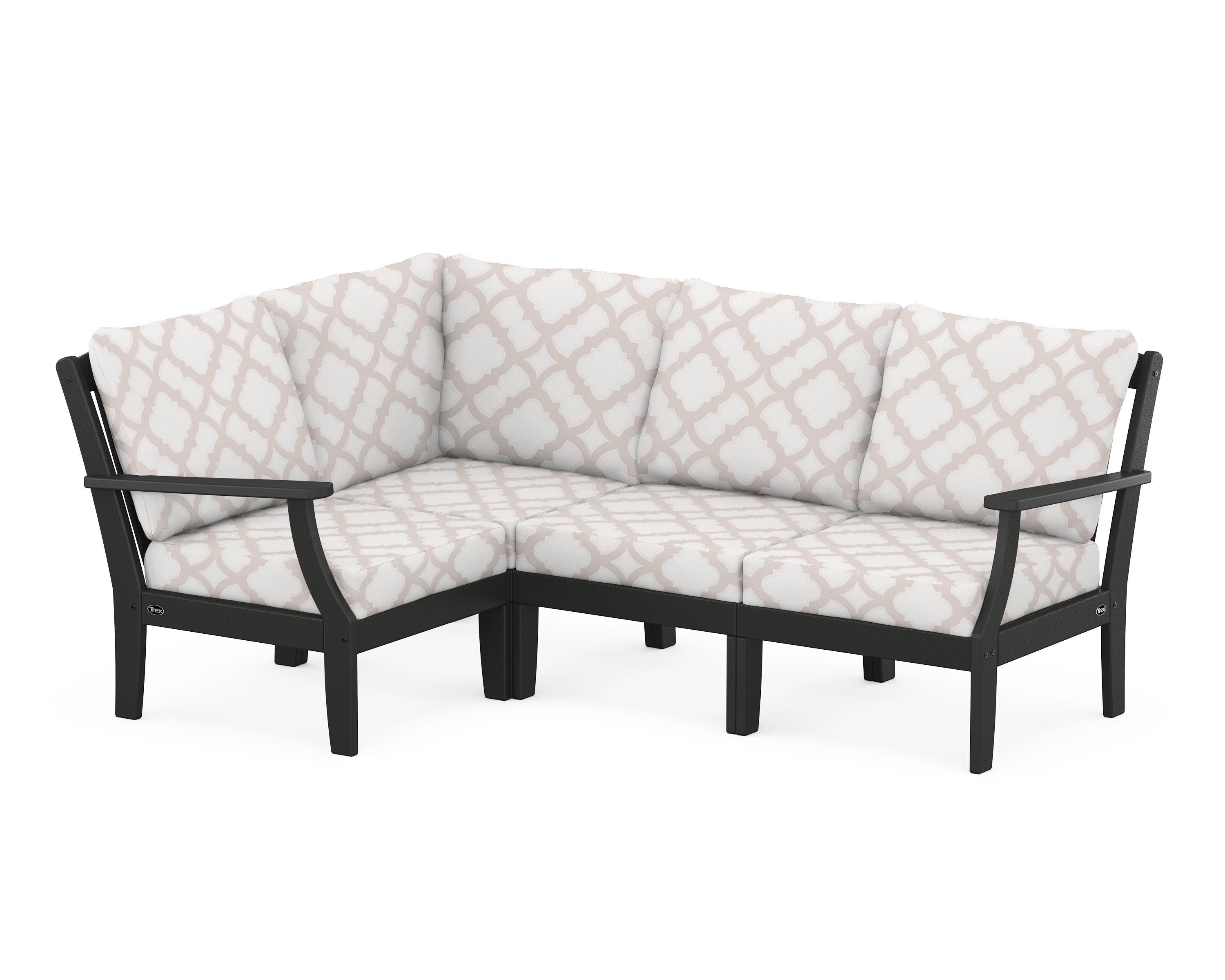 Yacht Club Modular 4-Piece Deep Seating Set in Charcoal Black / Trellis Dune Burlap