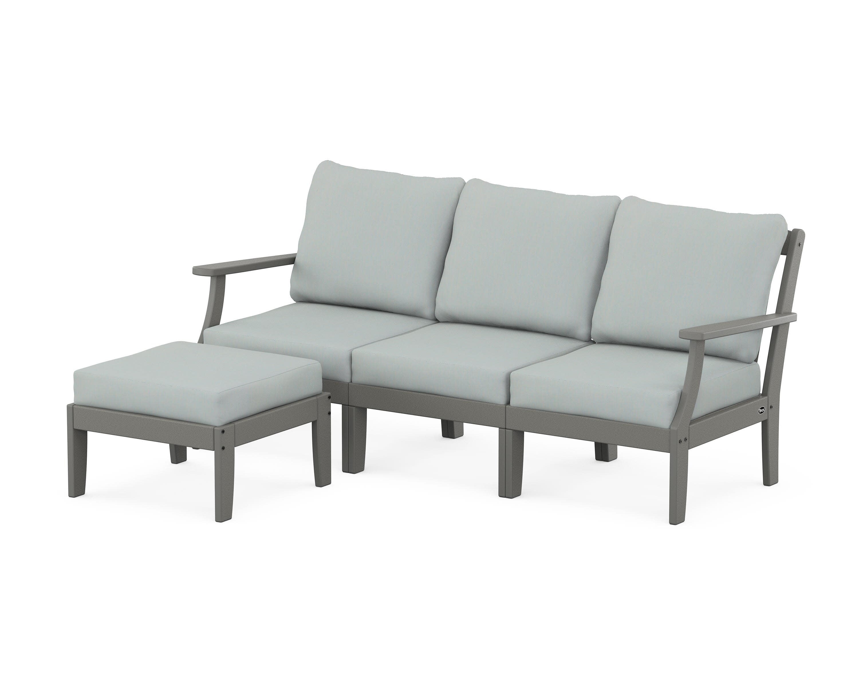 Yacht Club Modular 4-Piece Deep Seating Set with Ottoman in Stepping Stone / Spa