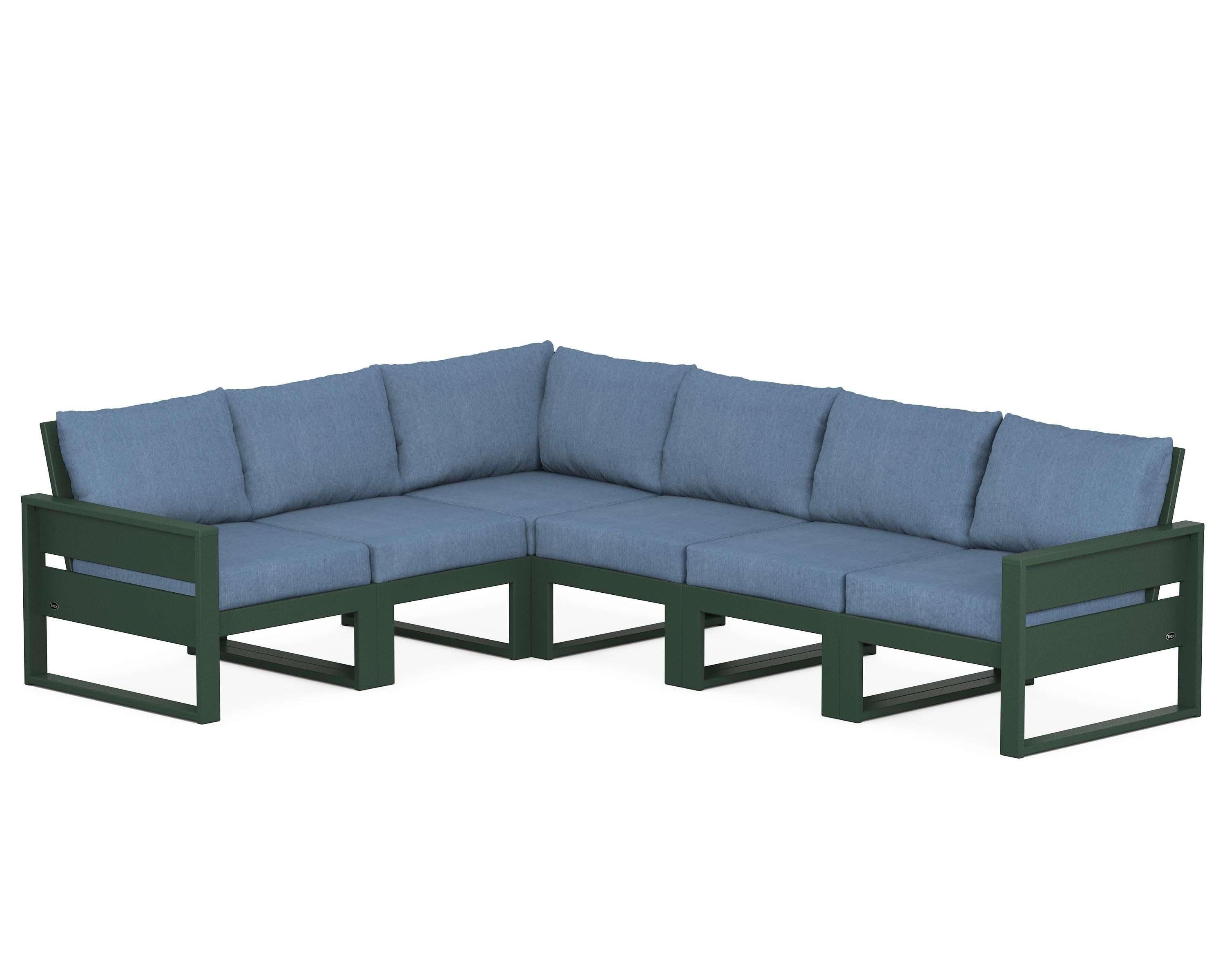 Eastport 6-Piece Sectional in Rainforest Canopy / Sky Blue
