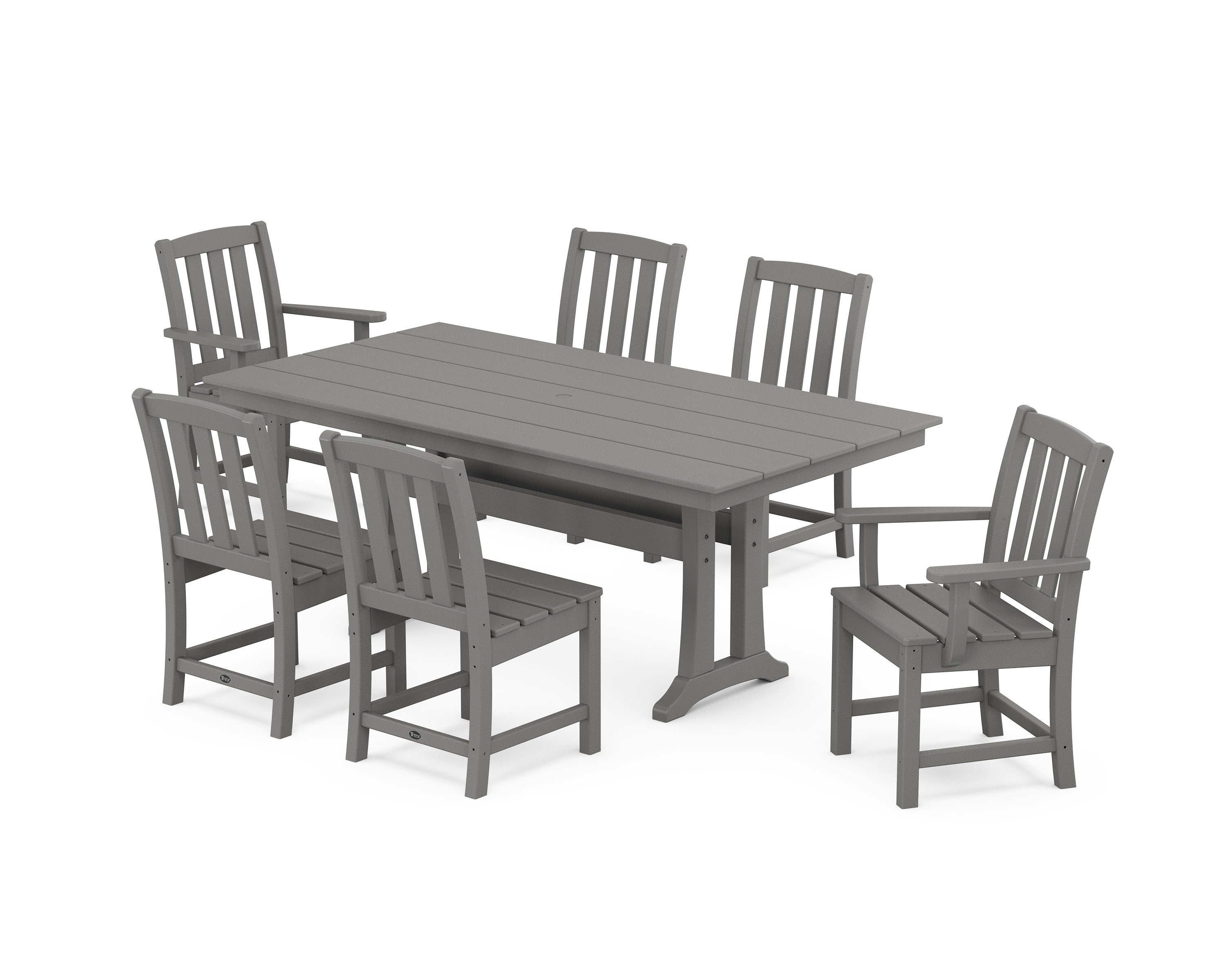 Cape Cod 7-Piece Farmhouse Dining Set with Trestle Legs in Stepping Stone