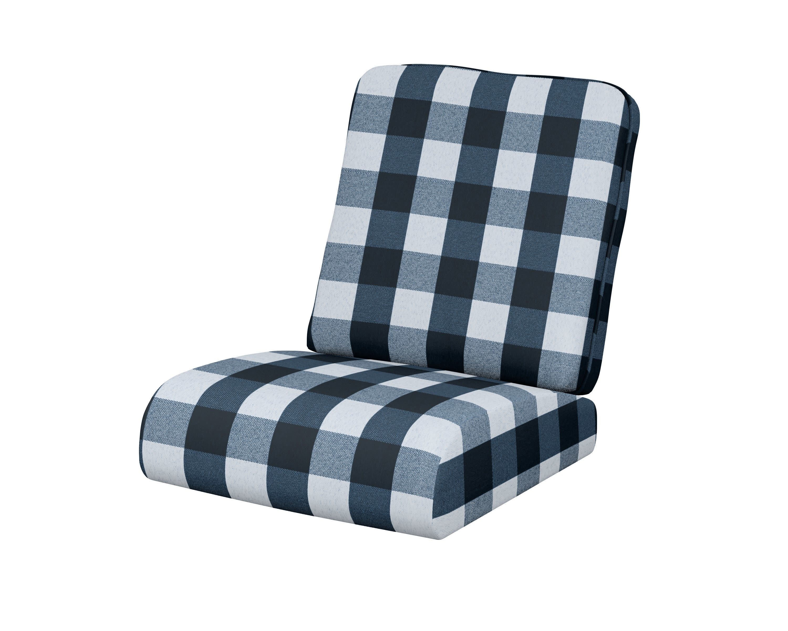 Club Seat/Back Cushion in Buffalo Plaid Marine Indigo