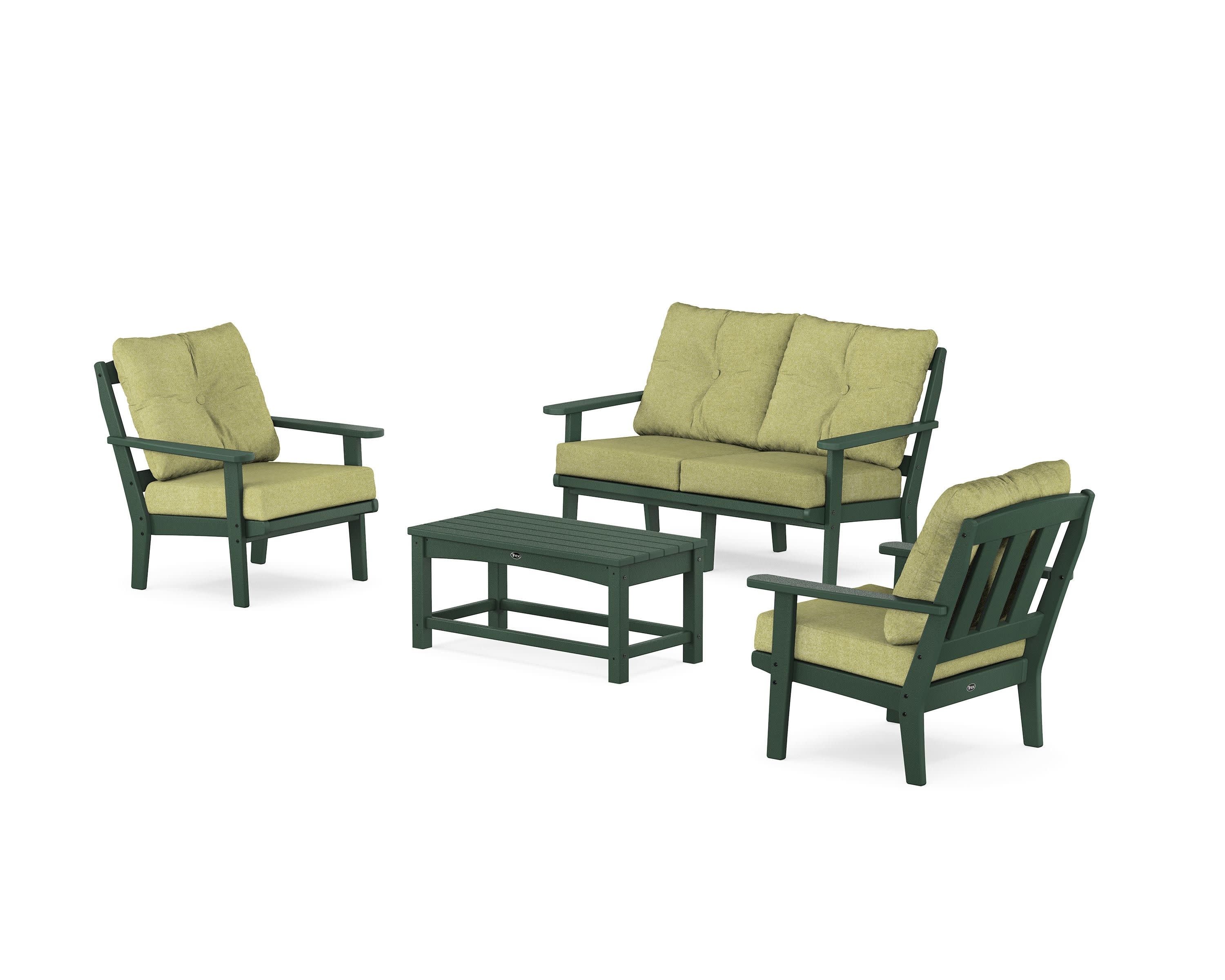 Cape Cod 4-Piece Deep Seating Set with Loveseat in Rainforest Canopy / Chartreuse Boucle