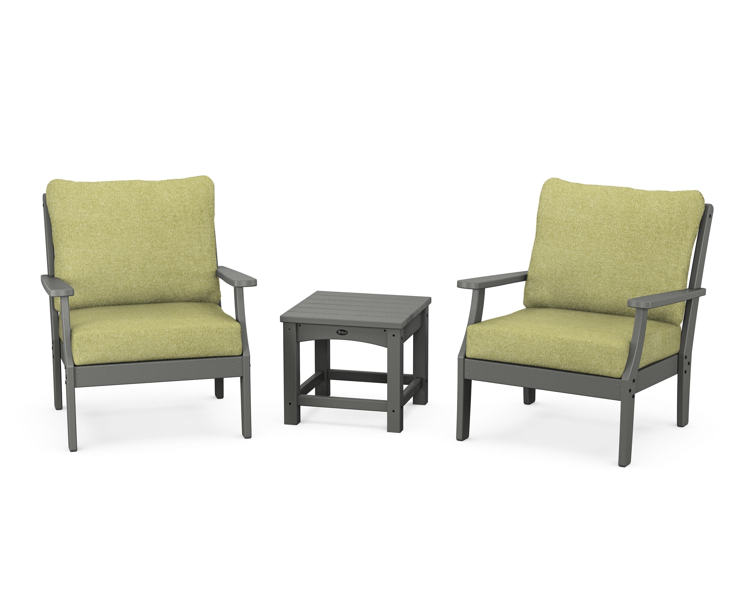 Yacht Club 3-Piece Deep Seating Set in Stepping Stone / Chartreuse Boucle