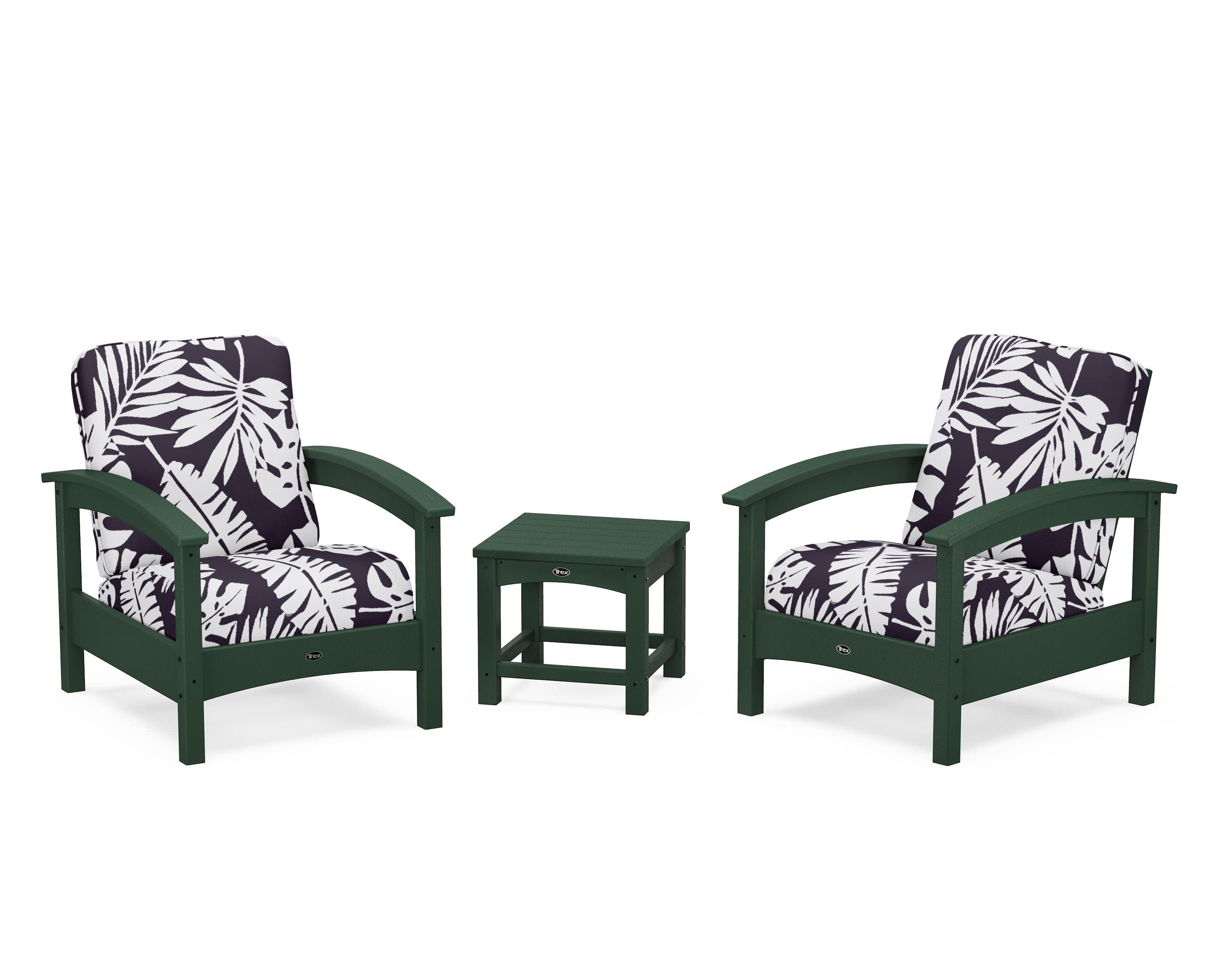 Rockport Club 3-Piece Deep Seating Conversation Set in Rainforest Canopy / Leaf Navy