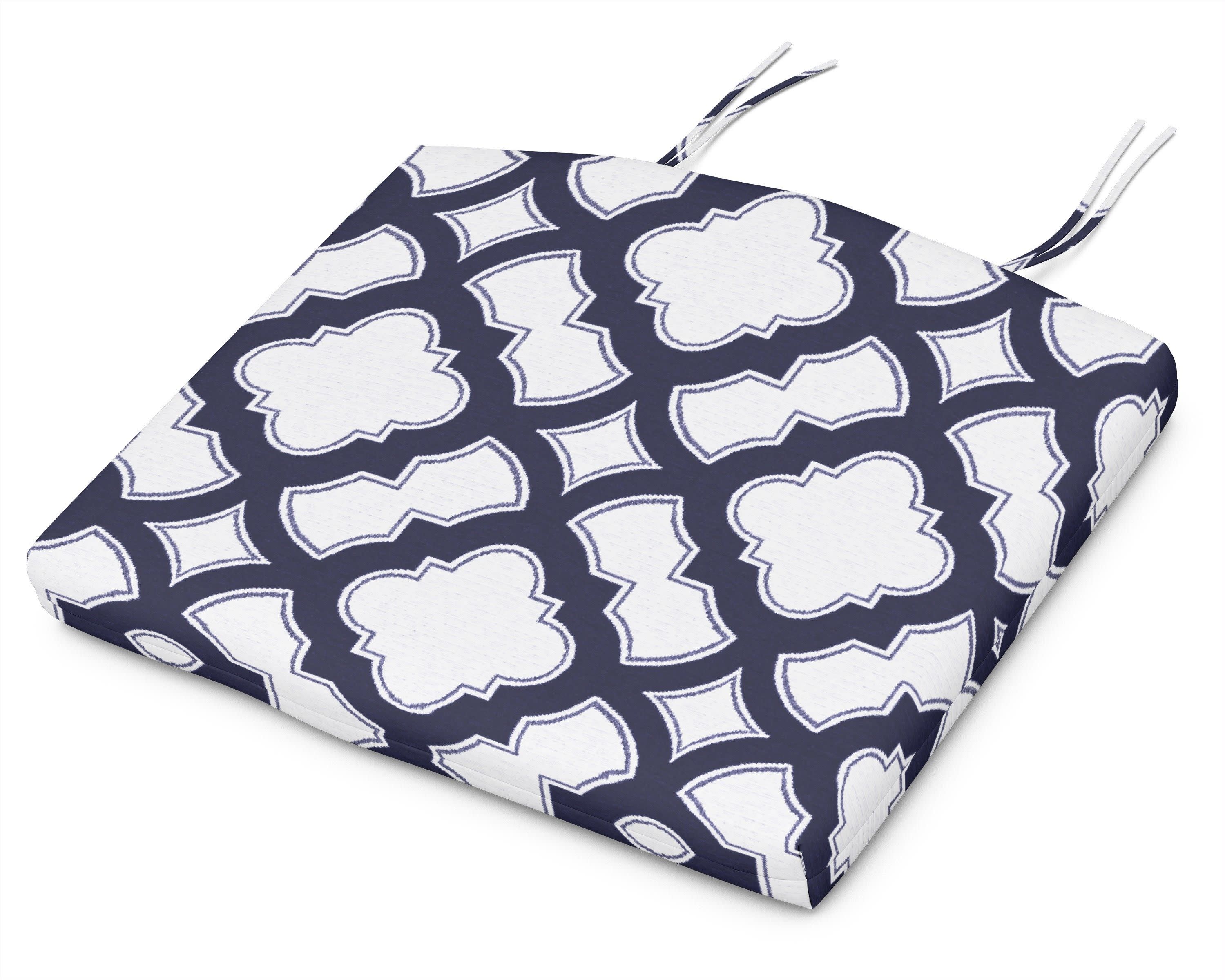 Seat Cushion - 18"D x 22"W x 2.5"H in Trellis Navy