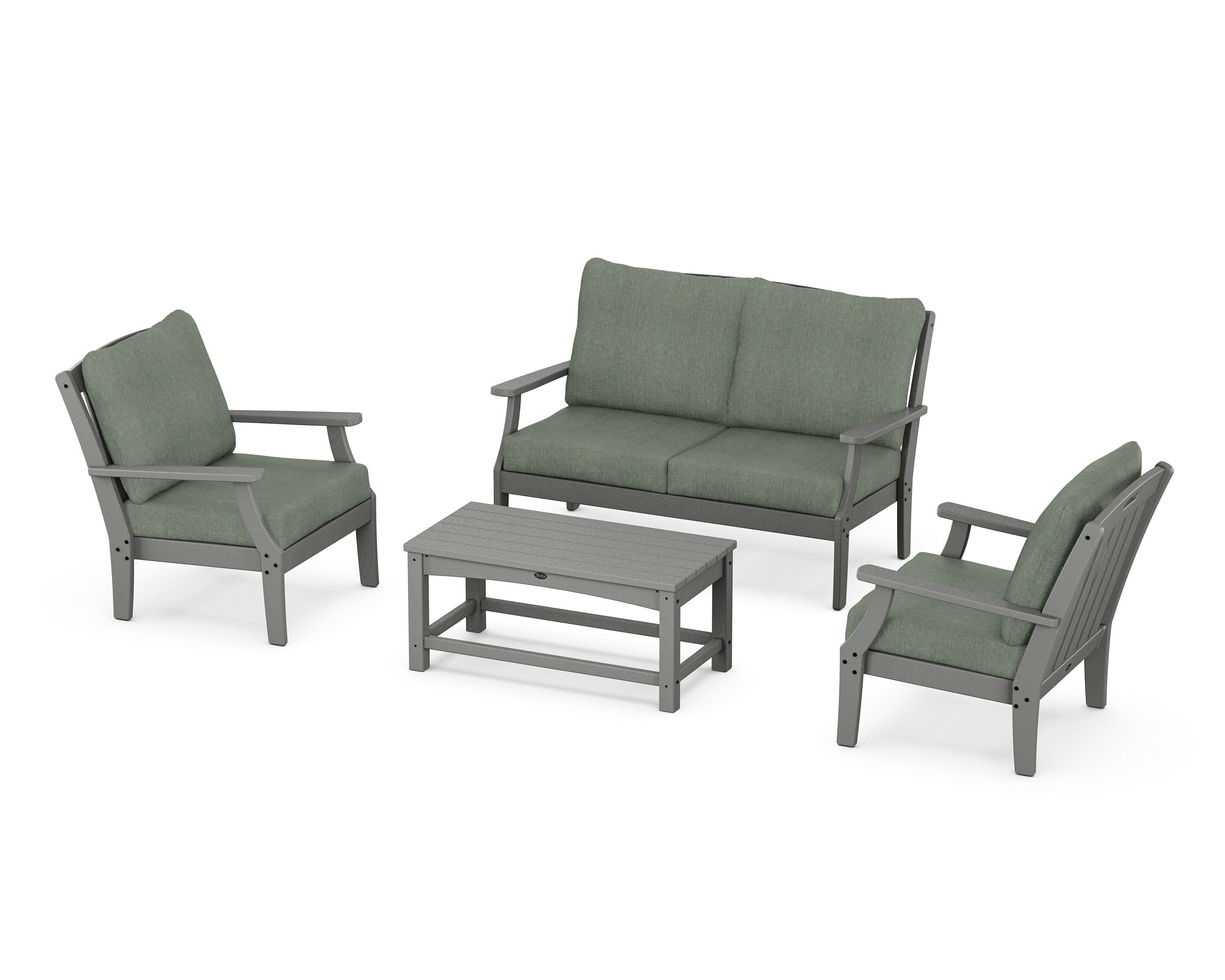 Yacht Club 4-Piece Deep Seating Chair Set in Stepping Stone / Cast Sage