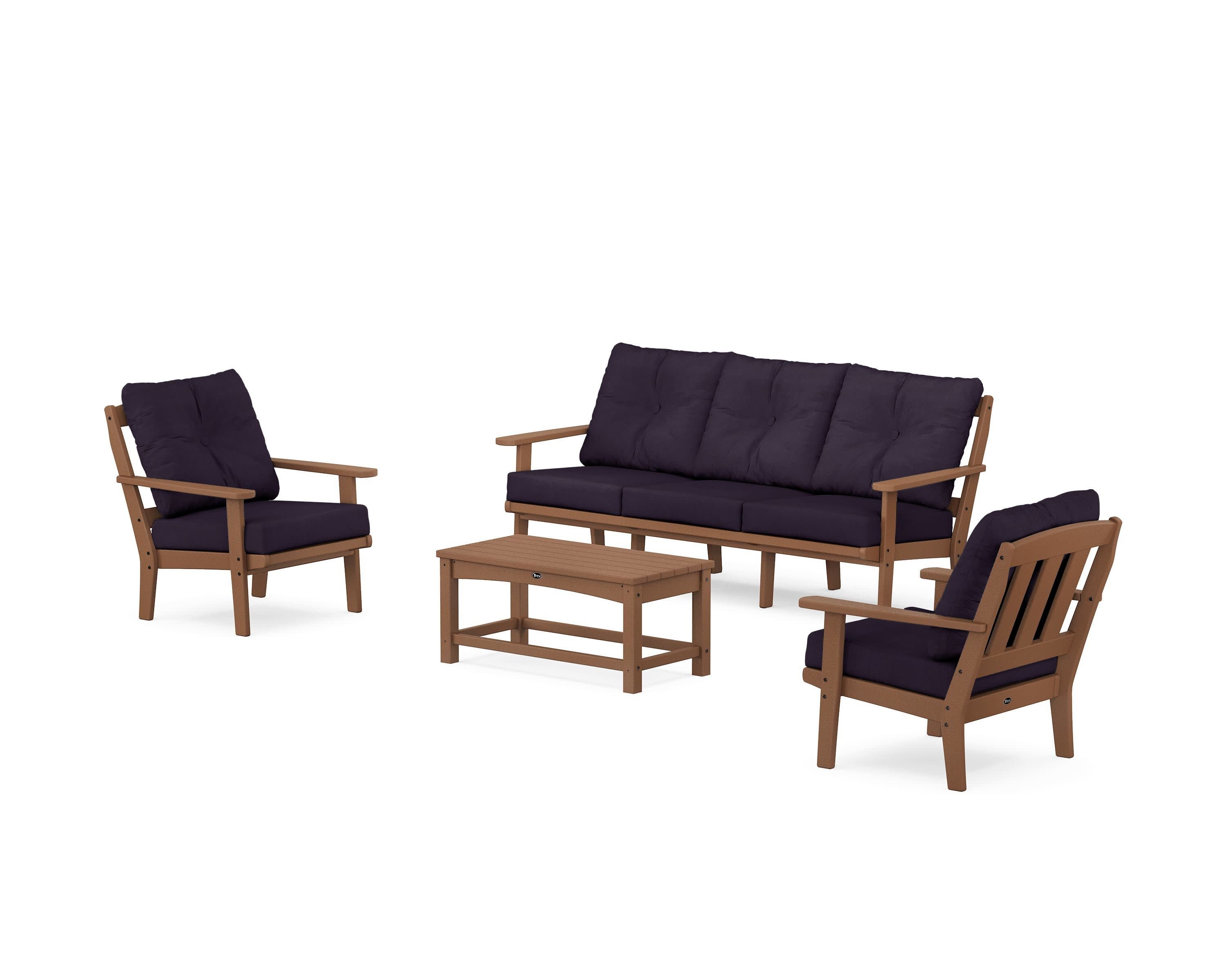 Cape Cod 4-Piece Deep Seating Set with Sofa in Tree House / Navy Linen