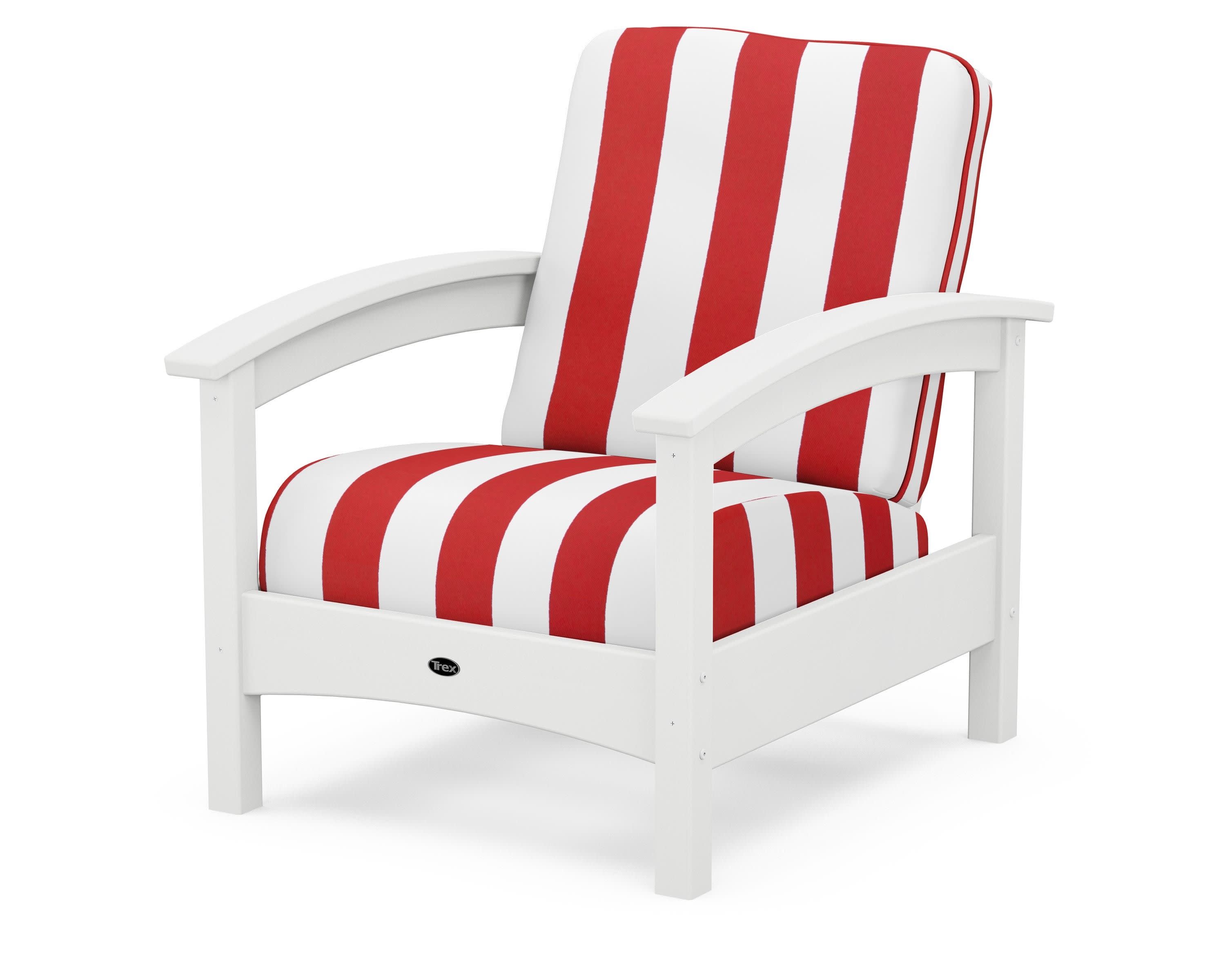 Rockport Club Chair in Classic White / Cabana Stripe Crimson