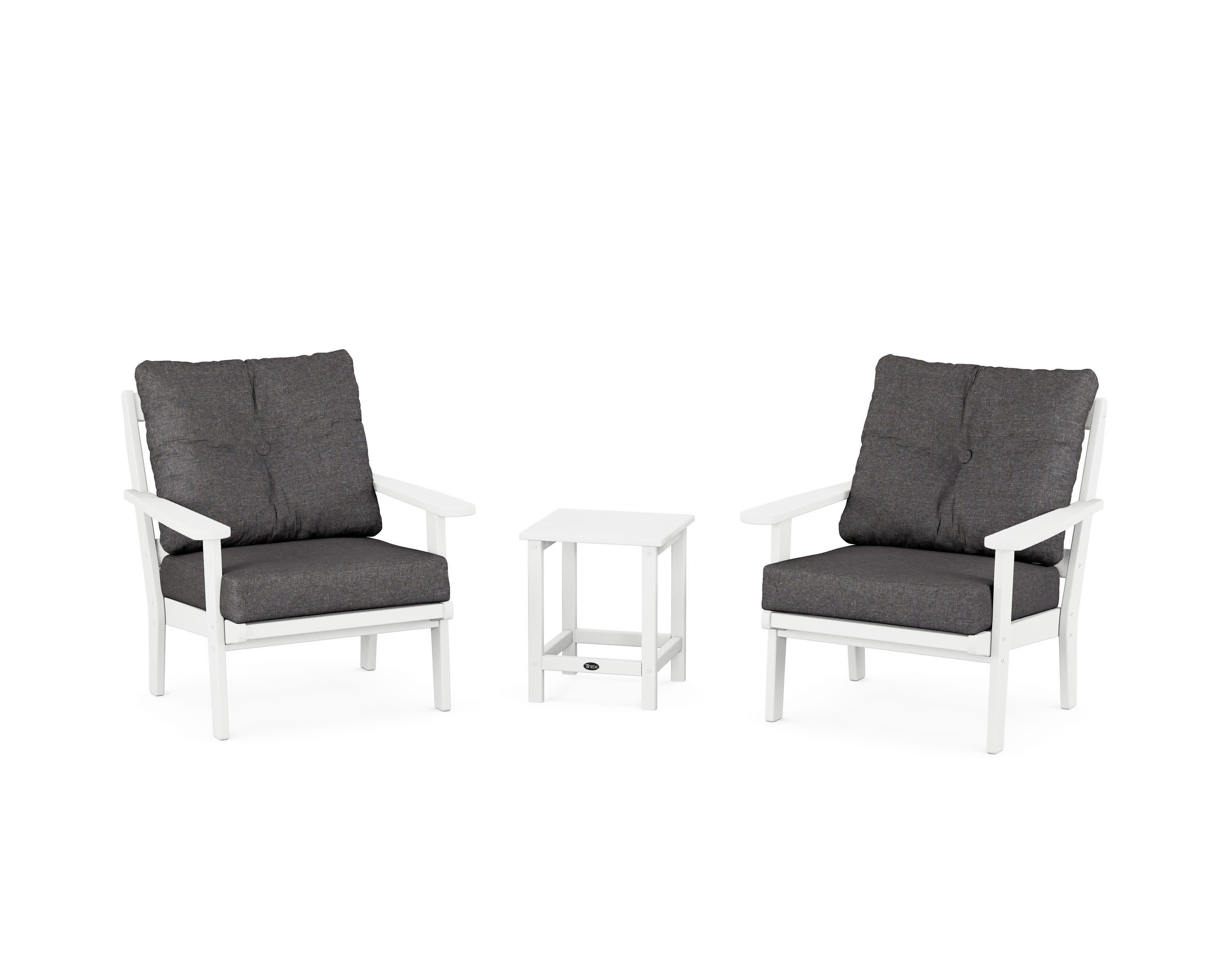 Cape Cod 3-Piece Deep Seating Set in Classic White / Ash Charcoal