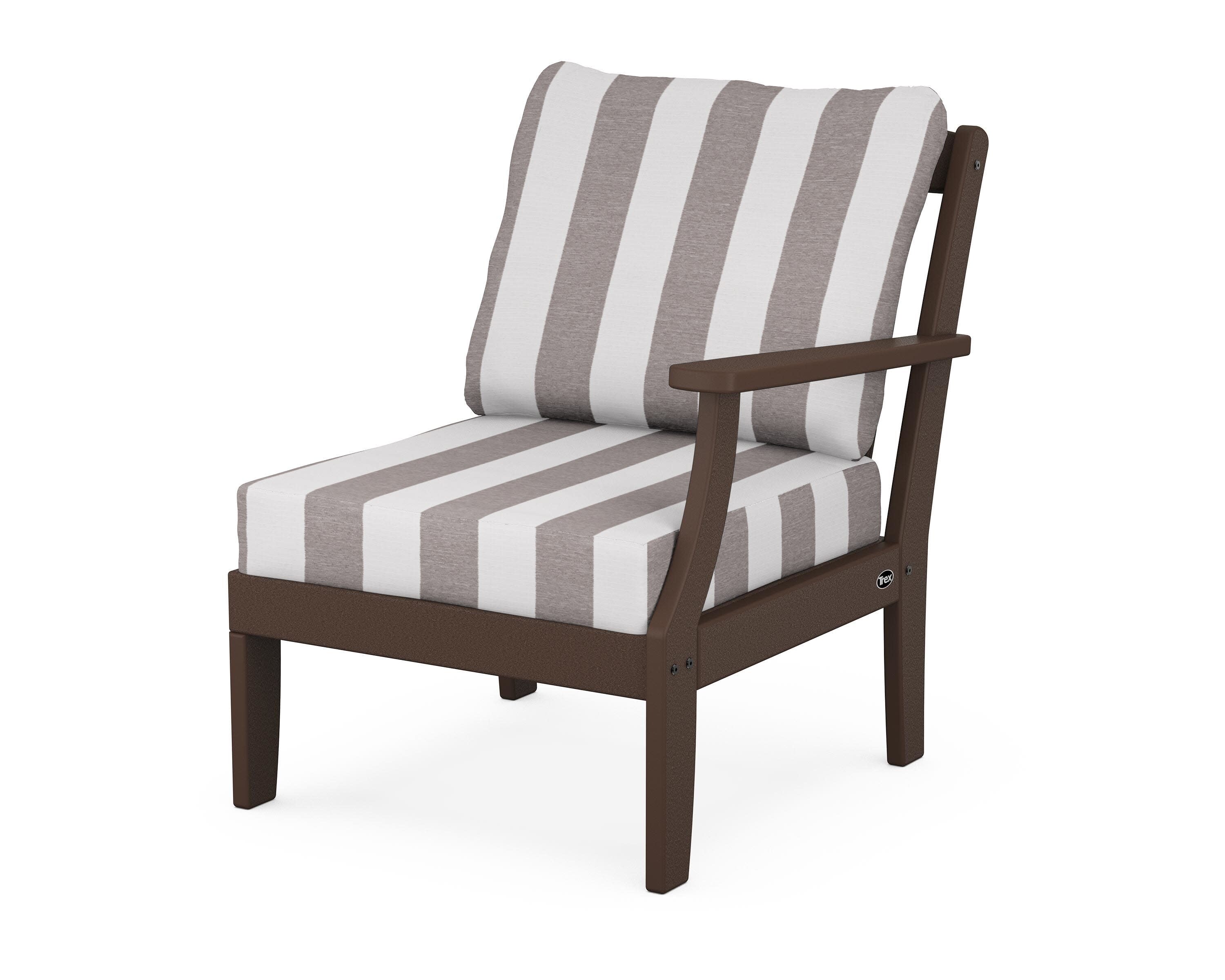 Yacht Club Modular Right Arm Chair in Vintage Lantern / Cabana Stripe Grey Mist