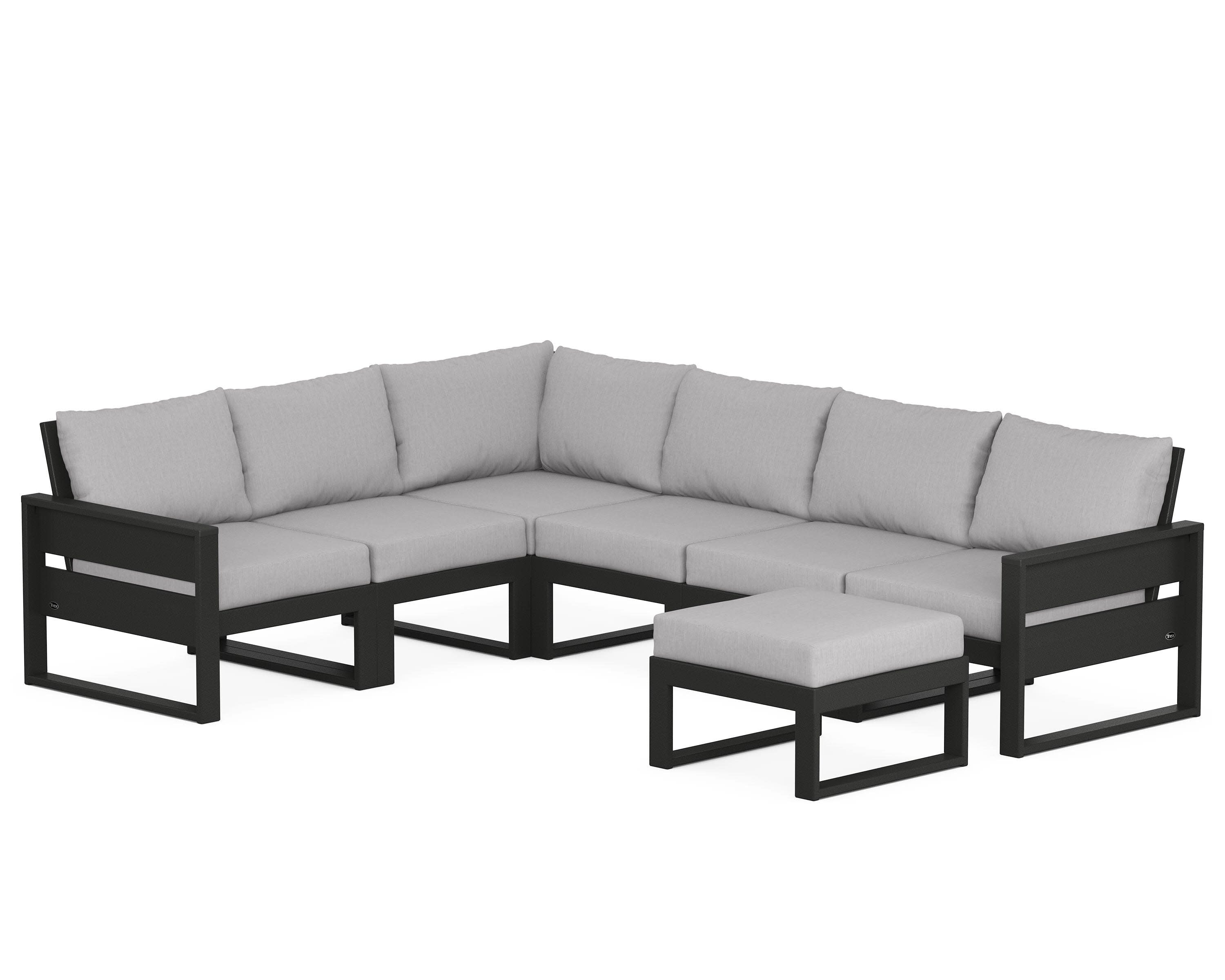 Eastport 6-Piece Sectional with Ottoman in Charcoal Black / Granite