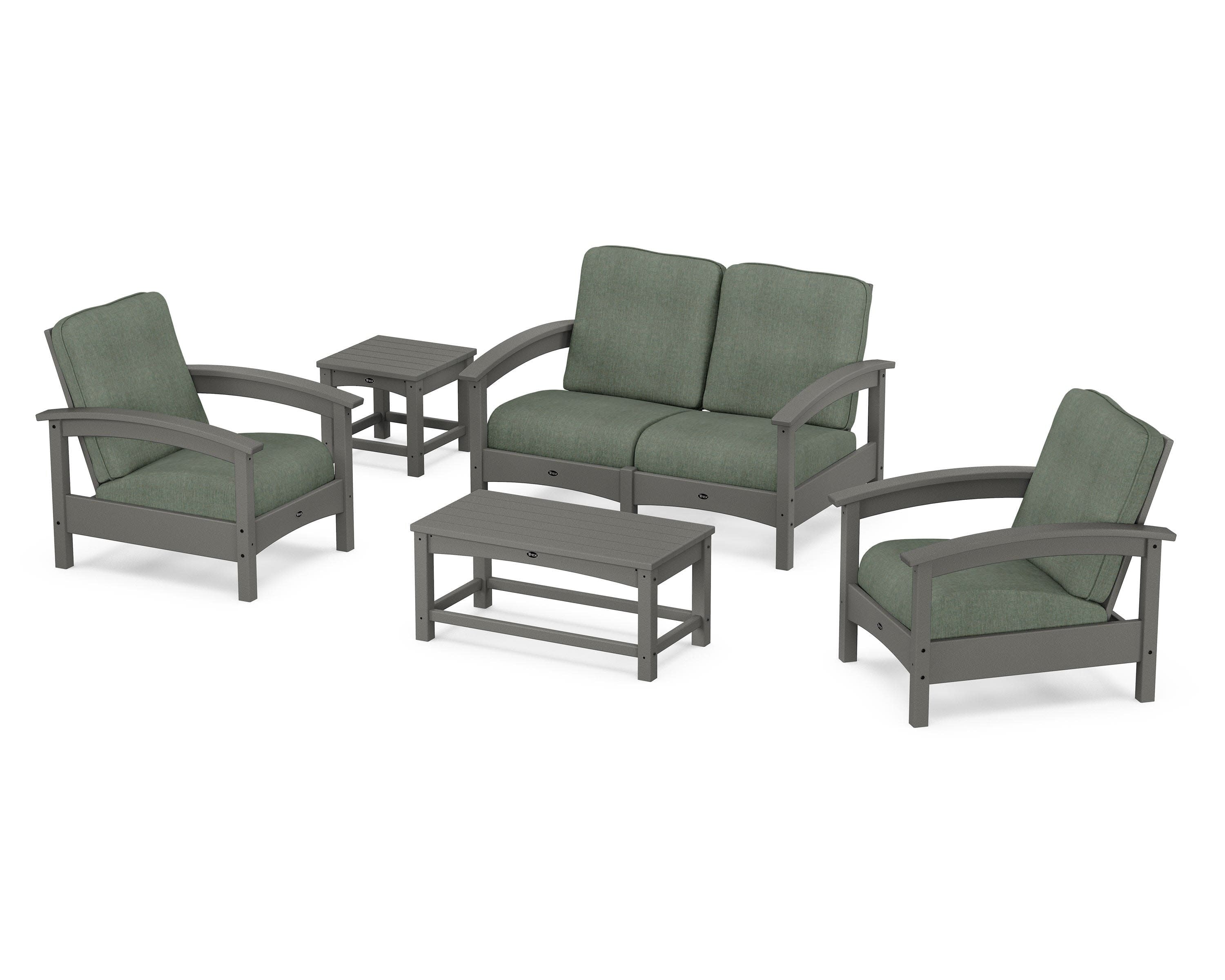 Rockport Club 6-Piece Deep Seating Conversation Set in Stepping Stone / Cast Sage