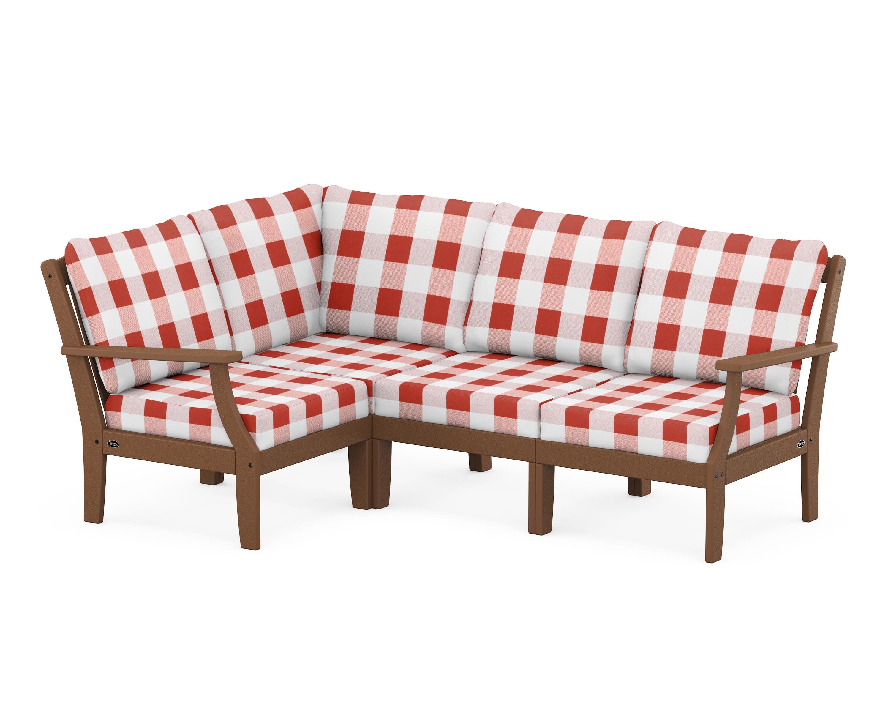 Yacht Club Modular 4-Piece Deep Seating Set in Tree House / Buffalo Plaid Crimson