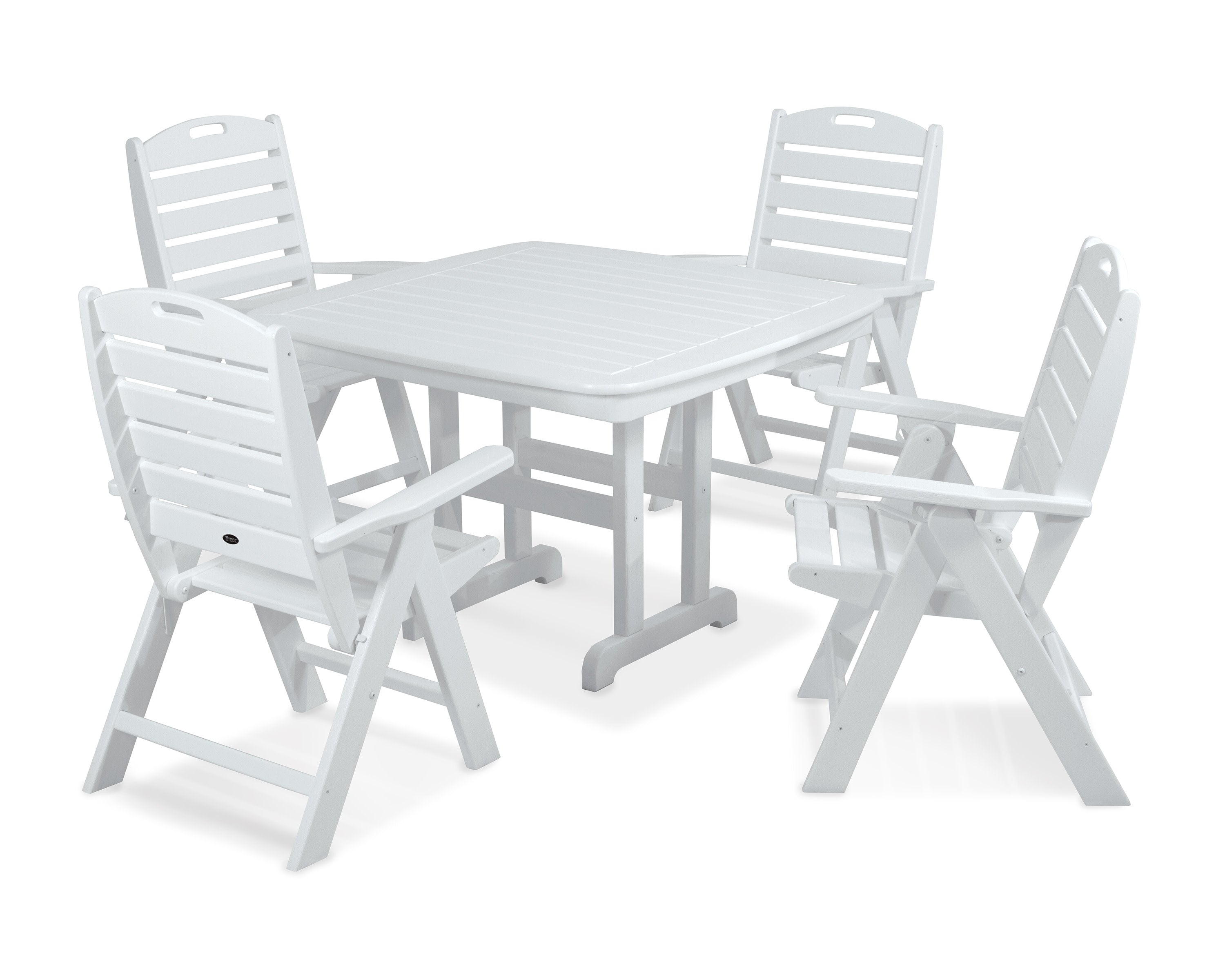 Yacht Club Highback 5-Piece Dining Set in Classic White