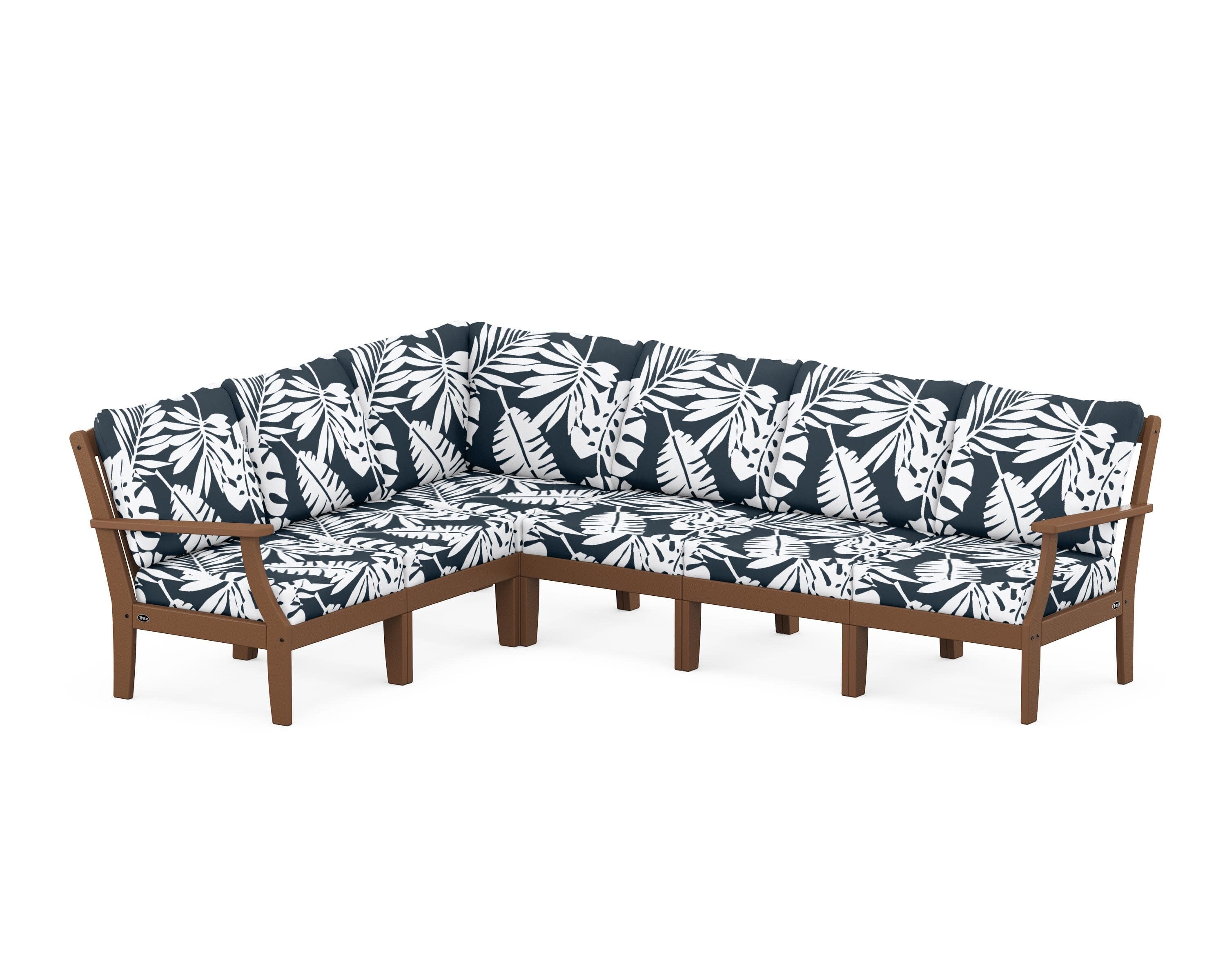 Yacht Club Modular 6-Piece Deep Seating Set in Tree House / Leaf Marine Indigo