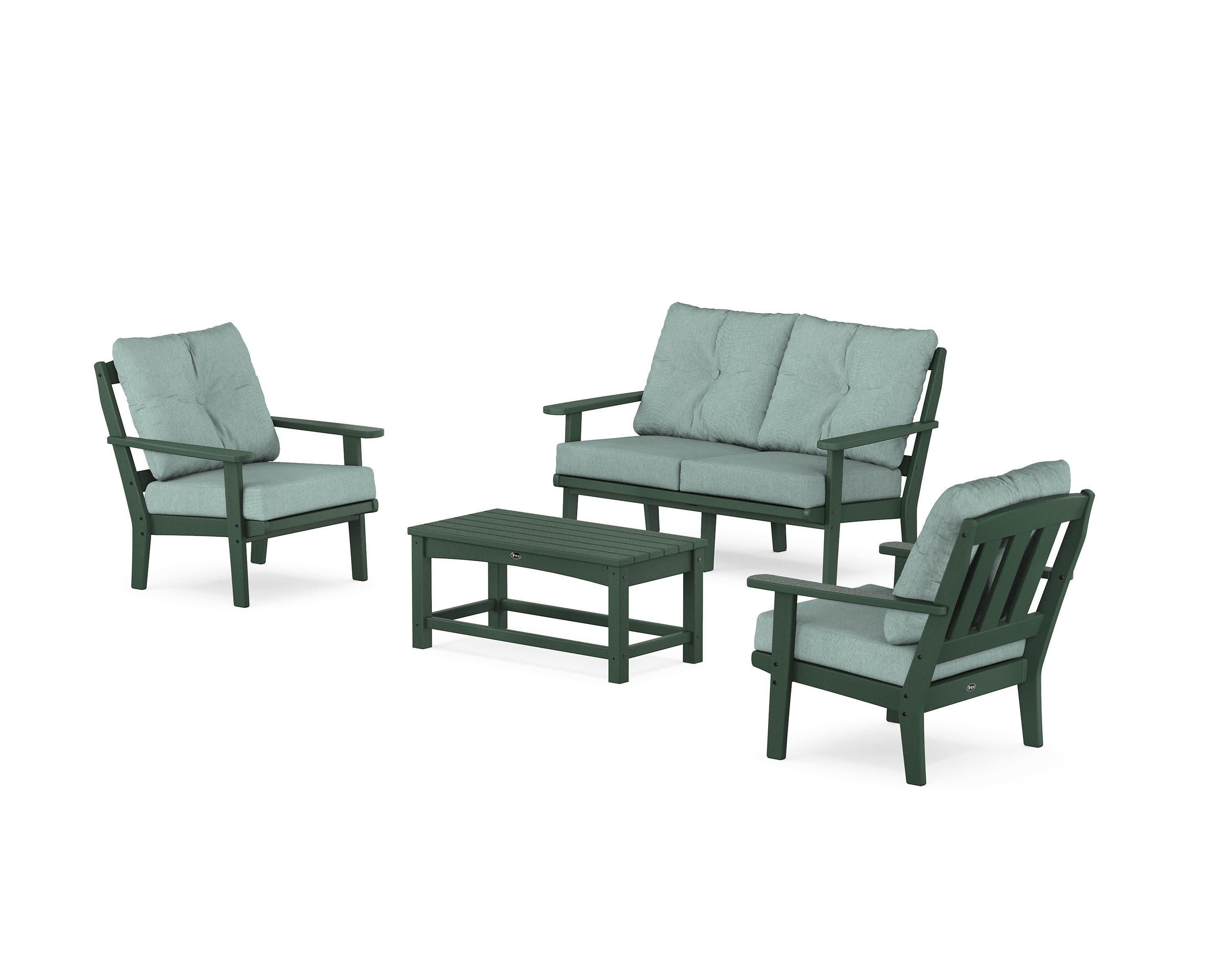 Cape Cod 4-Piece Deep Seating Set with Loveseat in Rainforest Canopy / Glacier Spa
