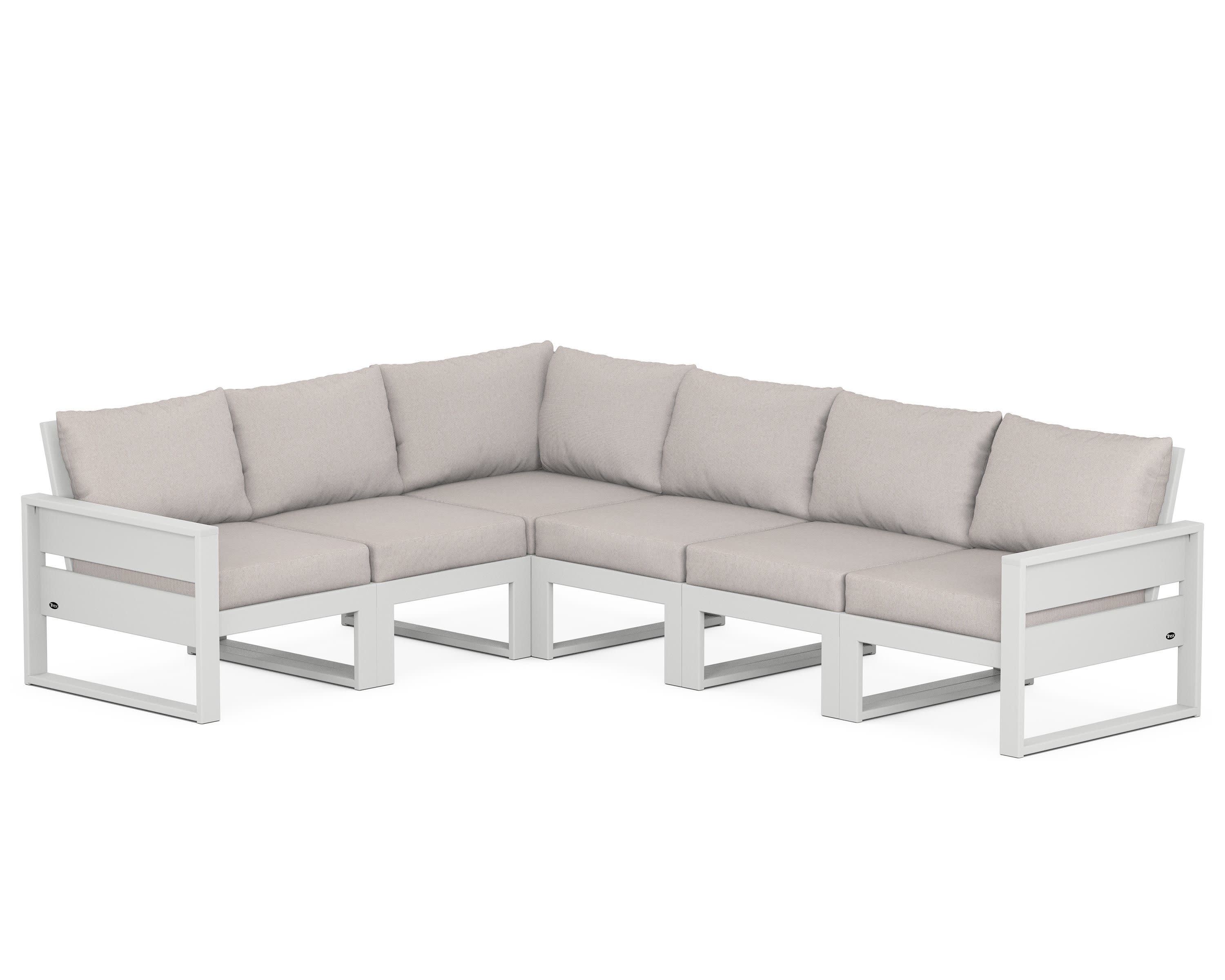 Eastport 6-Piece Sectional in Classic White / Dune Burlap